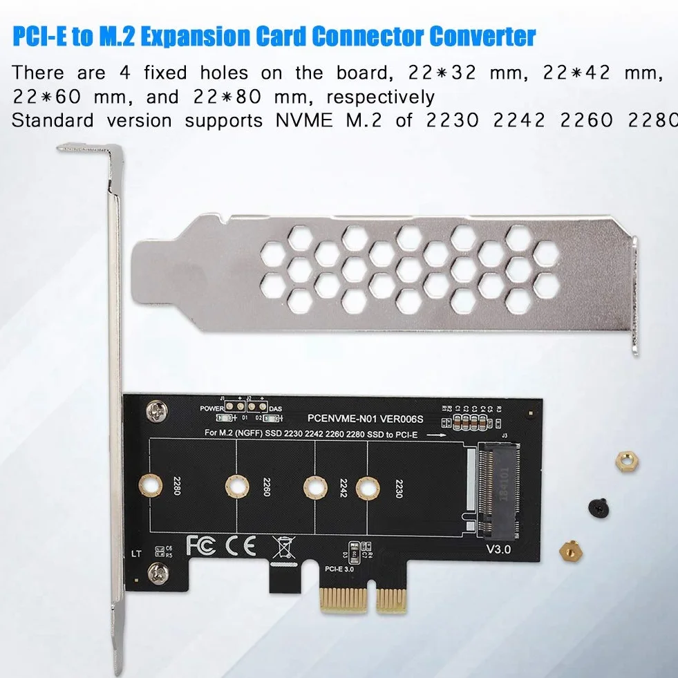 Tangxi Adapter M.2 PCIe PCI-E, karta rozszerzeń M.2 na PCI-E3.0 X1, M2 SSD NGFF NVME (klucz m) do PCIe 3.0 x 1 adapter z niskoprofilowym uchwytem do gniazda PCI Express