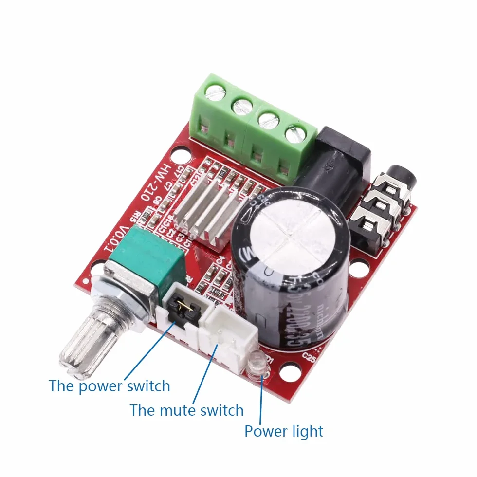 DollaTek Mini 2.0 Hi-Fi Elektroniczny Wzmacniacz Audio Stereo 10W+10W 2-Kanałowy Moduł Wzmacniacza Cyfrowego Klasy D DC 12V
