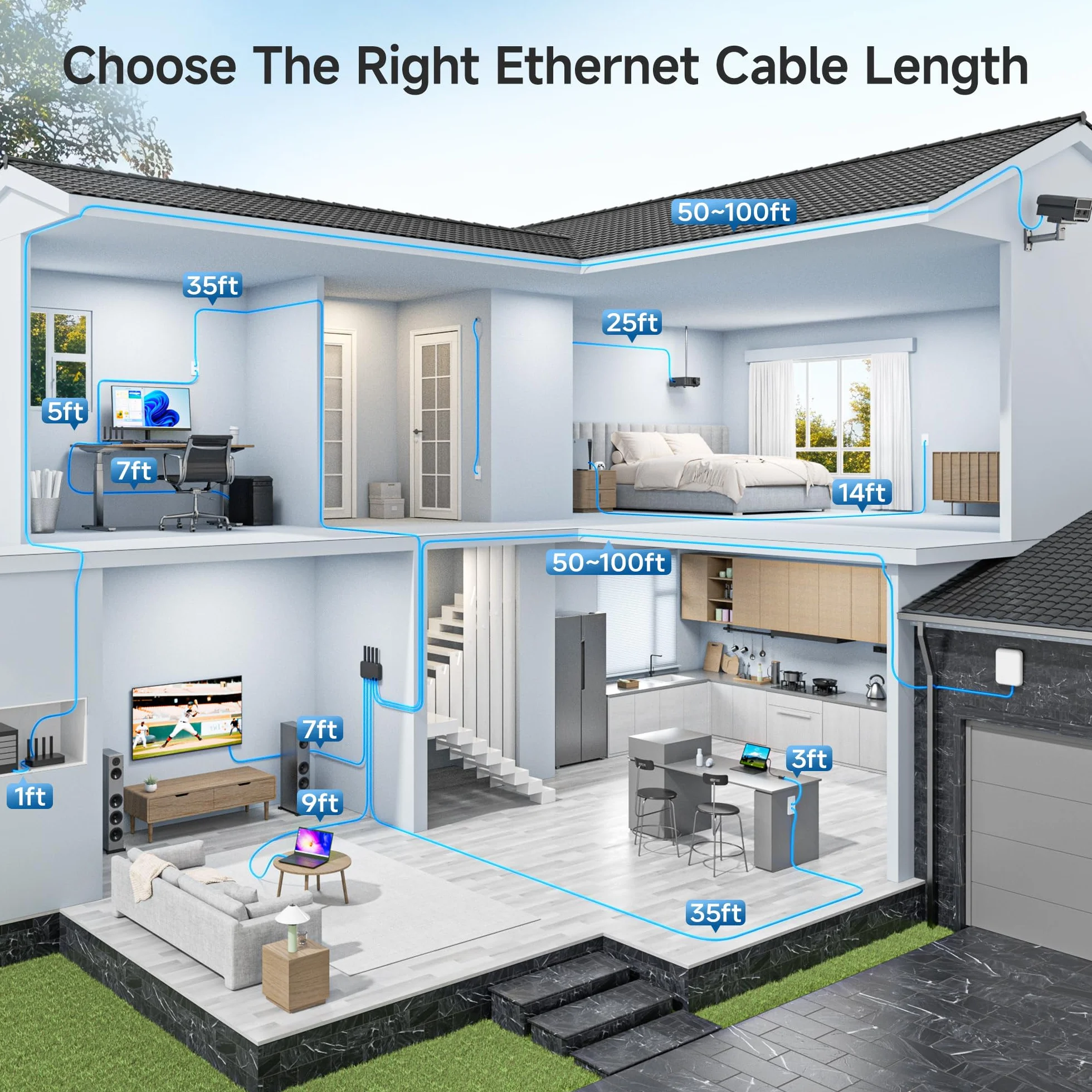 Cable Matters 5-pak 10 Gb/s krótki kabel Ethernet Cat6 0,3 m (kabel Cat6, kabel Cat 6) w kolorze czarnym - 0,3 metra