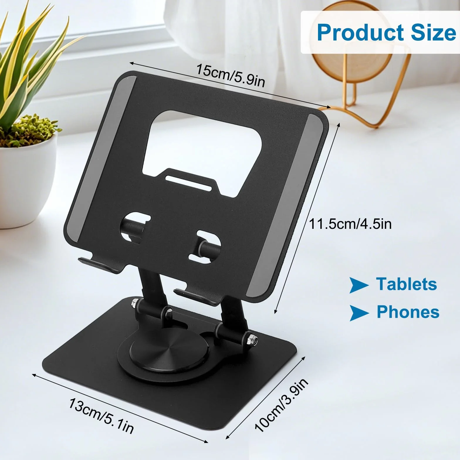 HENGBIRD Stojanek do tabletu, regulowany, 360° obrotowy uchwyt na iPada wykonany z aluminium, składany i przenośny, kompatybilny z uchwytem na tablet, stojakiem na iPada, uchwytem na telefon do stołu
