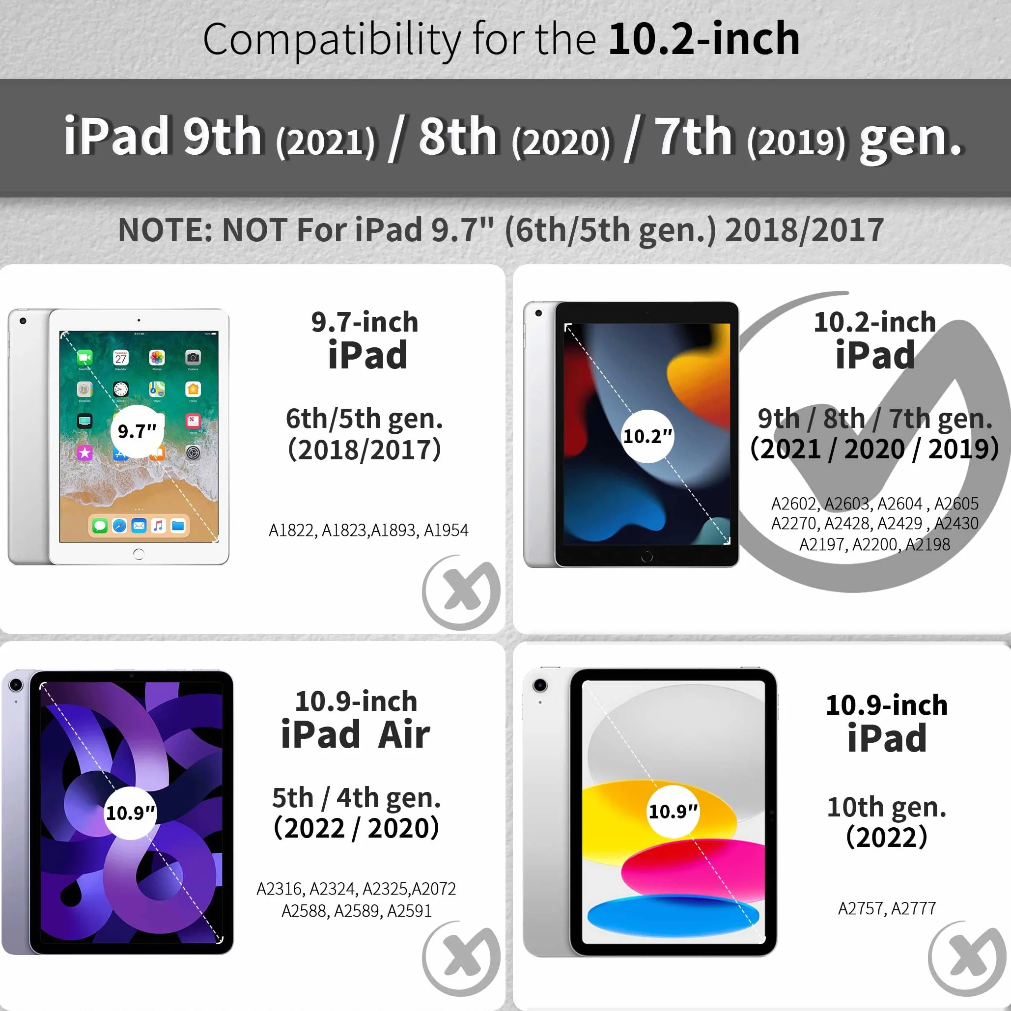 EasyAcc Etui kompatybilne z iPadem 9. generacji 8/7. generacji, ultra cienki futerał Smart Cover PU ochraniacz z iPadem 10.2 2021 2020 2019, granatowy
