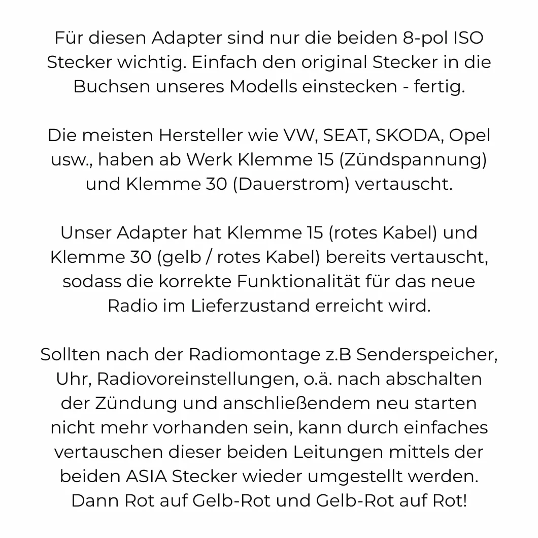 Audioproject A196 adapter do radia samochodowego ISO wtyczka gniazdo uniwersalny VW Opel Mercedes Renault zacisk 15 30