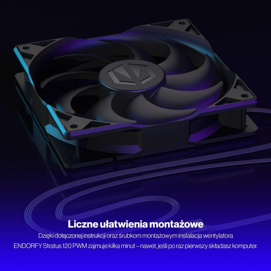 ENDORFY Stratus 120 PWM Wentylator PC 120 mm, Cichy Wentylator PWM, Łożysko FDB, Fan Stop, 1400 RPM, Chłodzenie Obudowy i Radiatorów, Czarny