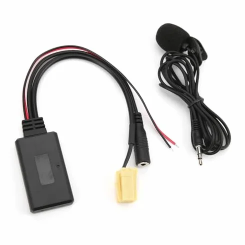 Akozon Kabel AUX Bluetooth, Bluetooth 5.0 samochodowy adapter AUX z mikrofonem zestaw głośnomówiący Bluetooth AUX adapter do 500/Grande Punto