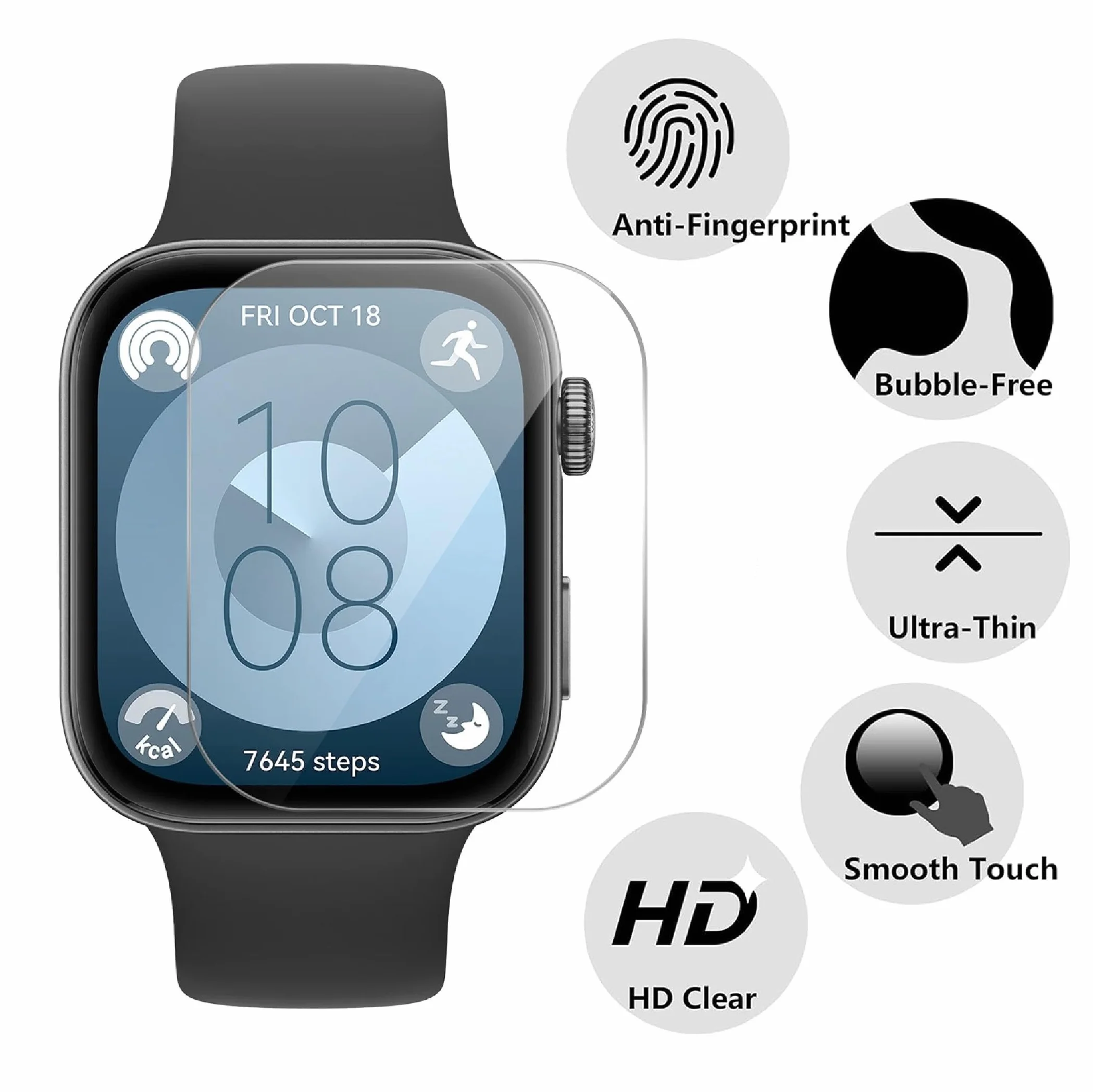 GIOPUEY Ochraniacz ekranu do Huawei Watch Fit 3/Fit 4, [6 opakowań] elastyczna folia ochronna na ekran TPU, odporna na pęcherzyki powietrza, odporna na zużycie, przezroczysta