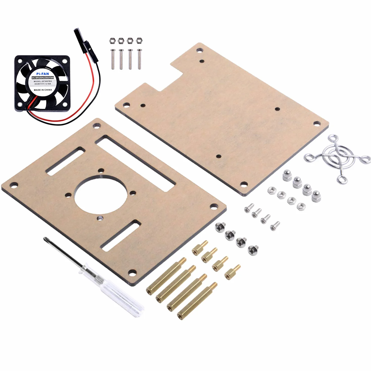 GeeekPi Akrylowa obudowa do Raspberry Pi 4/3 z wentylatorem, brązowa