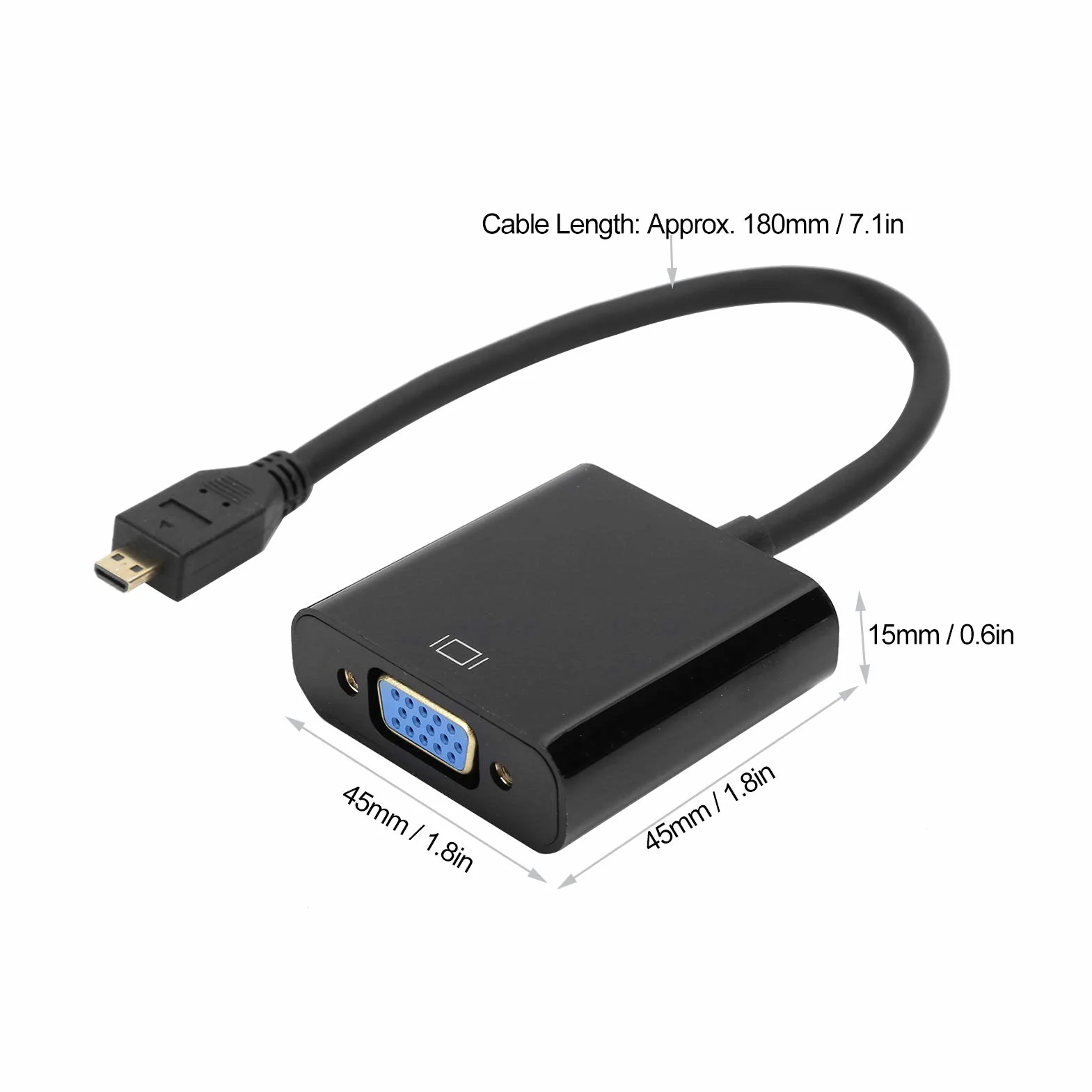 Adapter konwertera wideo Micro HDMI na VGA 1080P dla 4B z obsługą funkcji zasilania 1080P, obsługą HDCP(czarny)