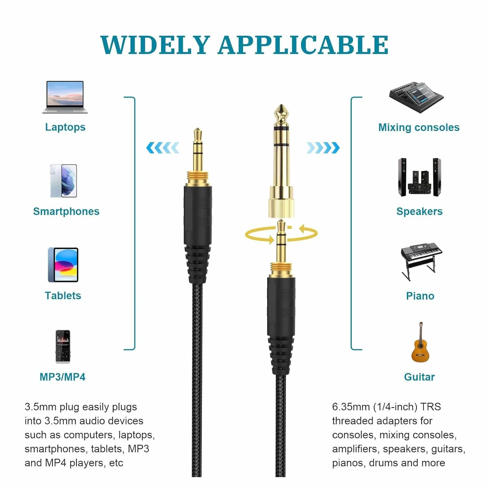 Zamienny Kabel Audio do HD580 HD600 HD650 HD660S HD6XX HD535 HD545 HD565 HD265, Przewód 6,6 Stopy 6,35 Mm