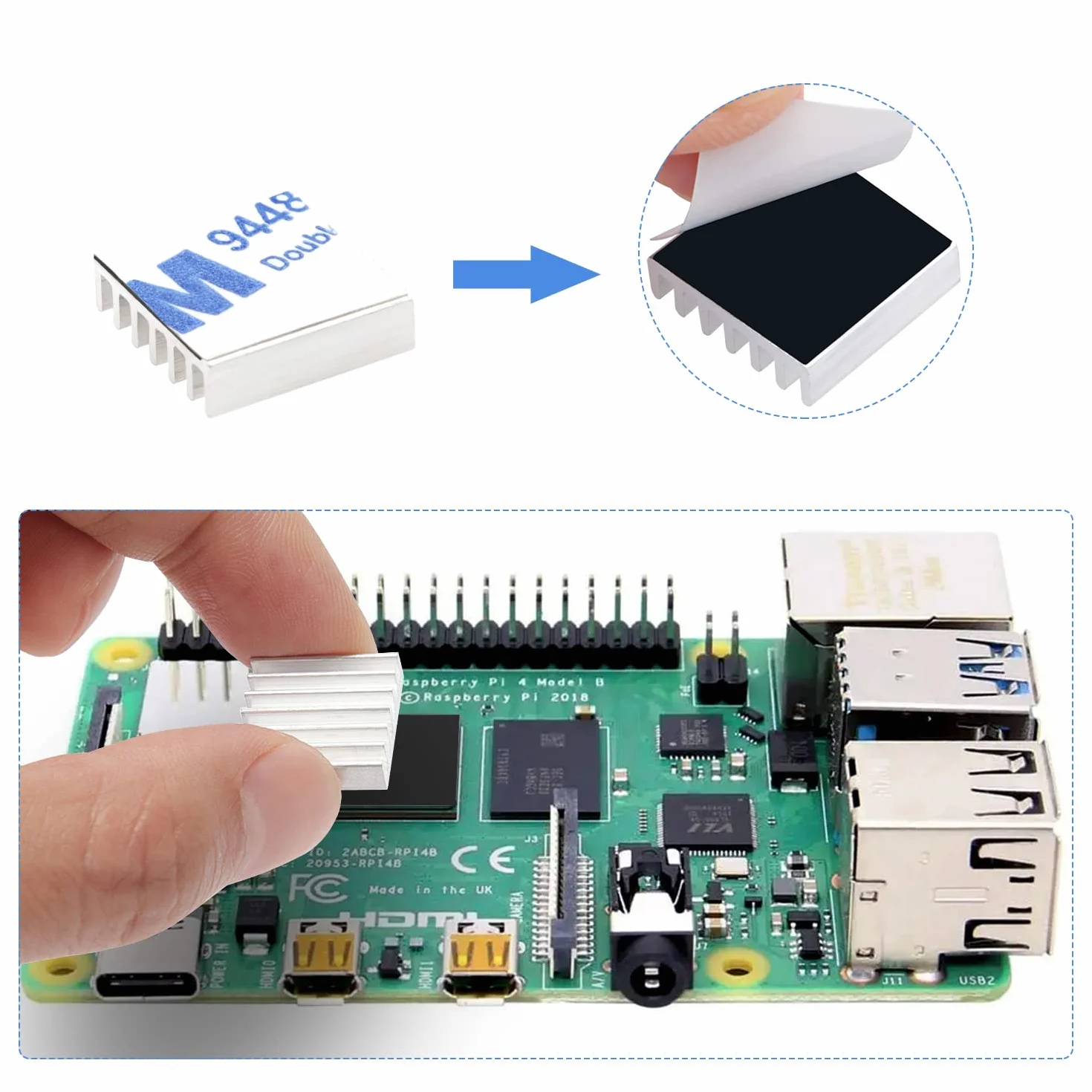 VooGenzek 40 Sztuk Radiatory do Raspberry Pi 4 Model B, Aluminiowy Zestaw Chłodzący