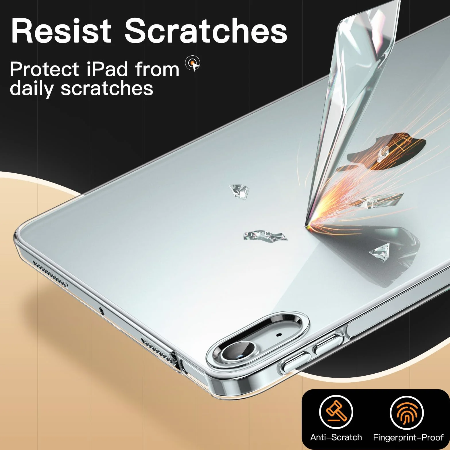 JETech Etui dla iPad Air 11 Cala M4/M3/M2 (2026/2025/2024), iPad Air 5/4 (Model 2022/2020, 5e/4e Gen), Miękki TPU Tabletu Case, Wspierać Pencil Pro/Pencil 2 Ładowania (Przezroczyste)