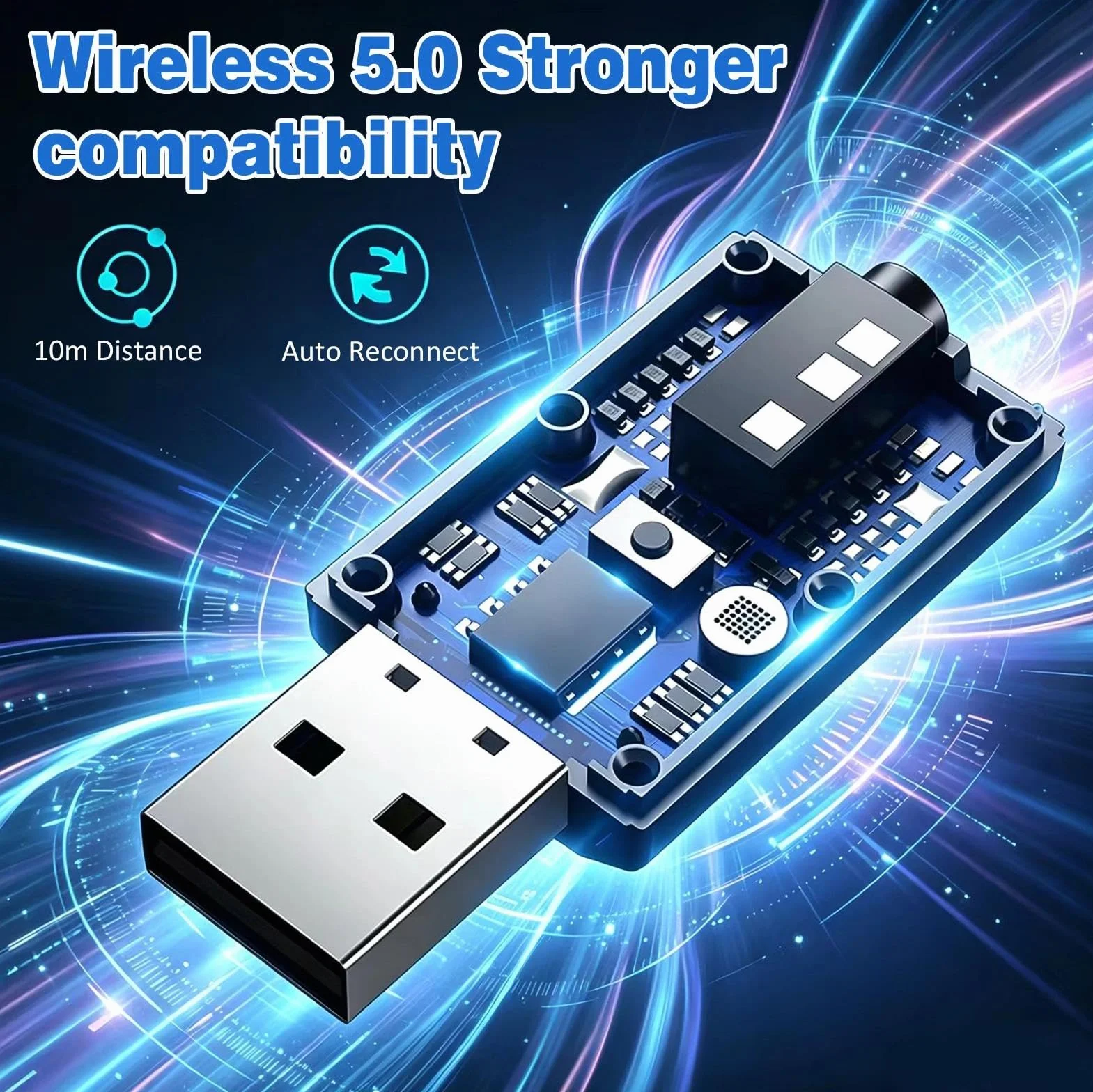 HENGBIRD Adapter Bluetooth USB 5.0 2 w 1 USB Bluetooth nadajnik audio TV adapter Bluetooth adapter TV USB Bluetooth Auto Audio 3,5 mm Low Latency Transmiter Receiver do PC, słuchawek, głośników