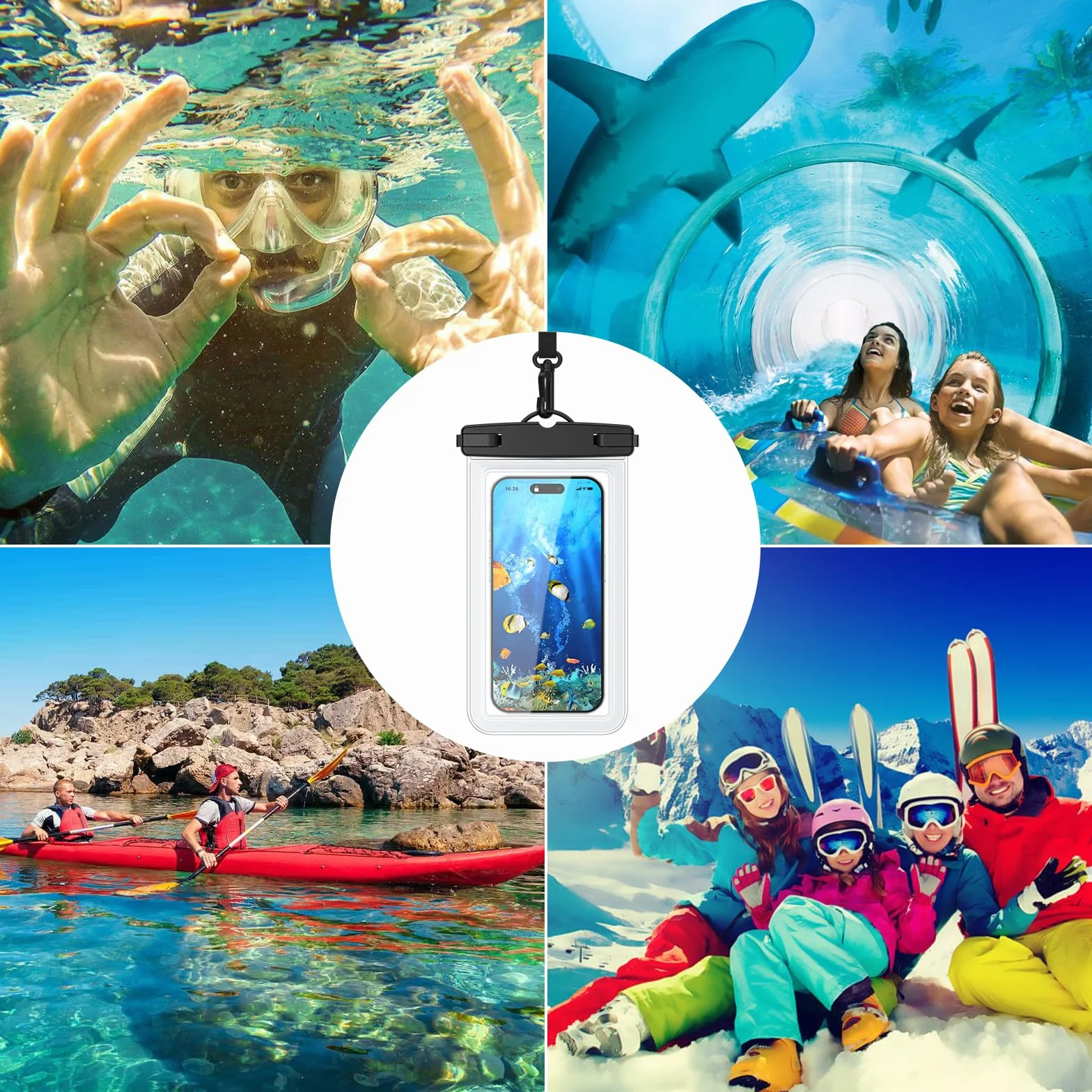 Mugust Wodoszczelne etui na telefon komórkowy do iPhone 16 15 14 13 12 11 Pro XS XR SE 8 7, Sumsung, Xiaomi, Huawei