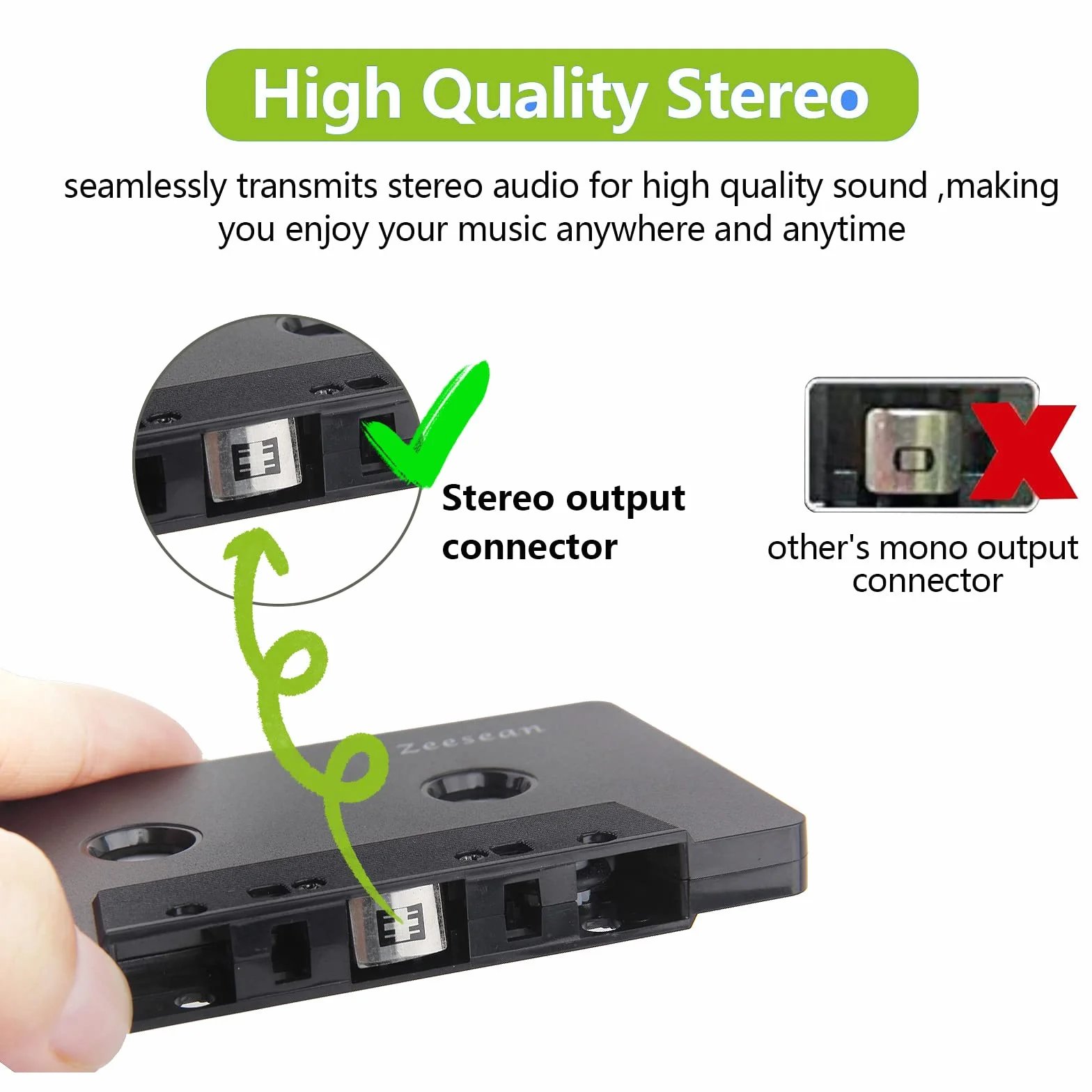 WANGCL Adapter kasety do radia samochodowego 5.0 Bluetooth samochodowy odbiornik kaseta audio do AUX adapter CD MP3 odtwarzacz iPod z gniazdem jack 3,5 mm