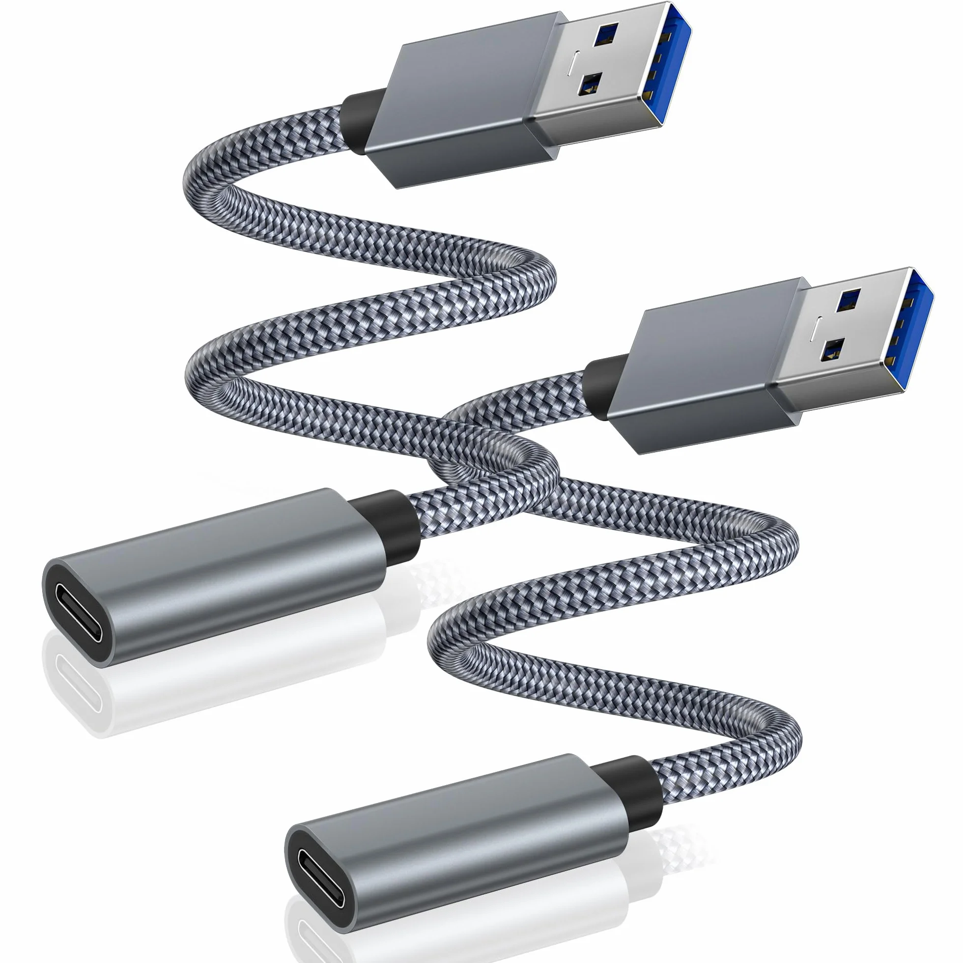 Basesailor Adapter USB 3.0 do USB-C 1 m (2pack),Kabel USB-C żeński do USB-A męski,5 Gbps Type-C do ładowania i danych dla iPhone 17 16 16e 15 Pro Max,iPad Air mini,Samsung Galaxy S25 S24,Z Fold Flip
