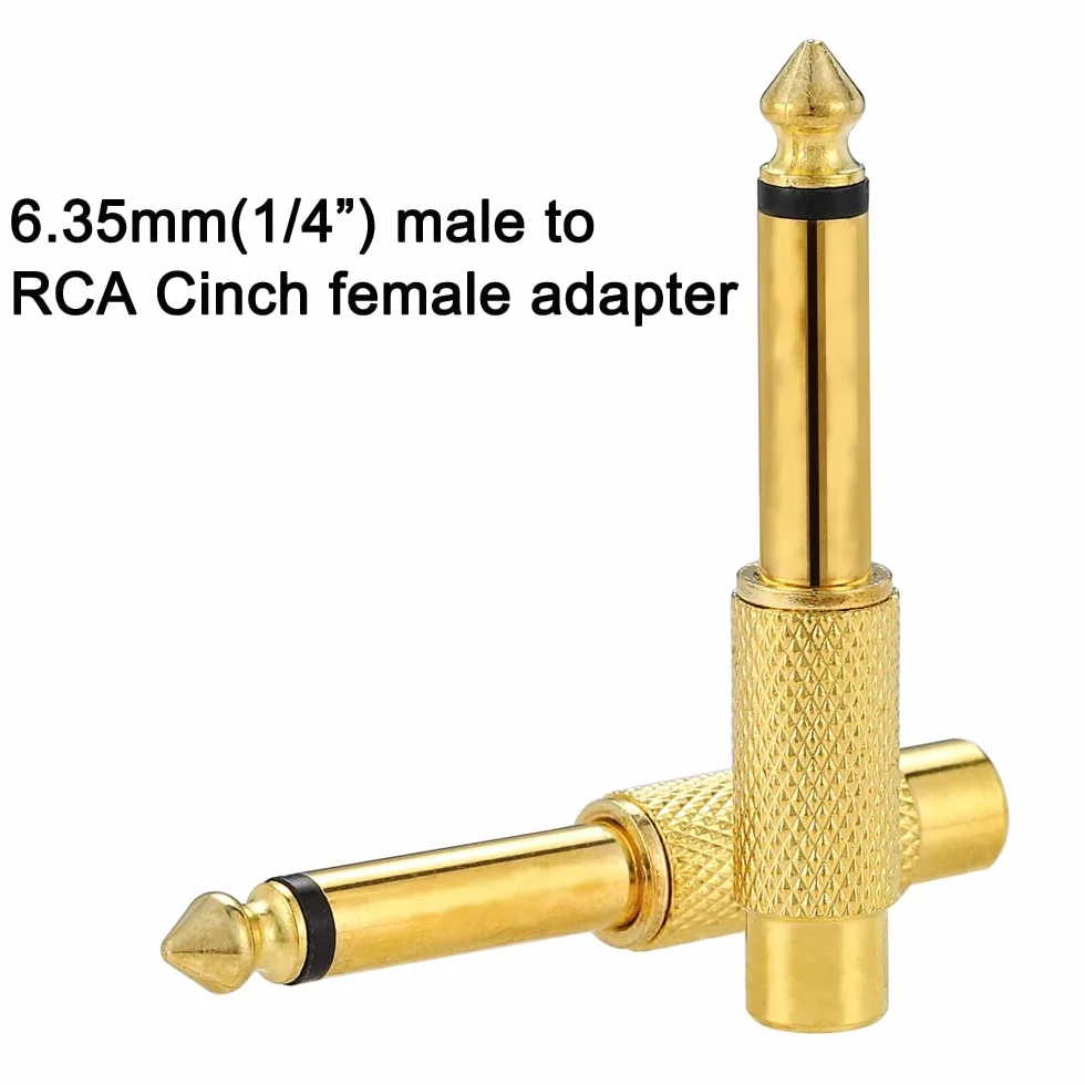 Greluma 8 szt. 6,35 mm (1/4 cala) wtyczka do gniazda RCA cinch adapter audio
