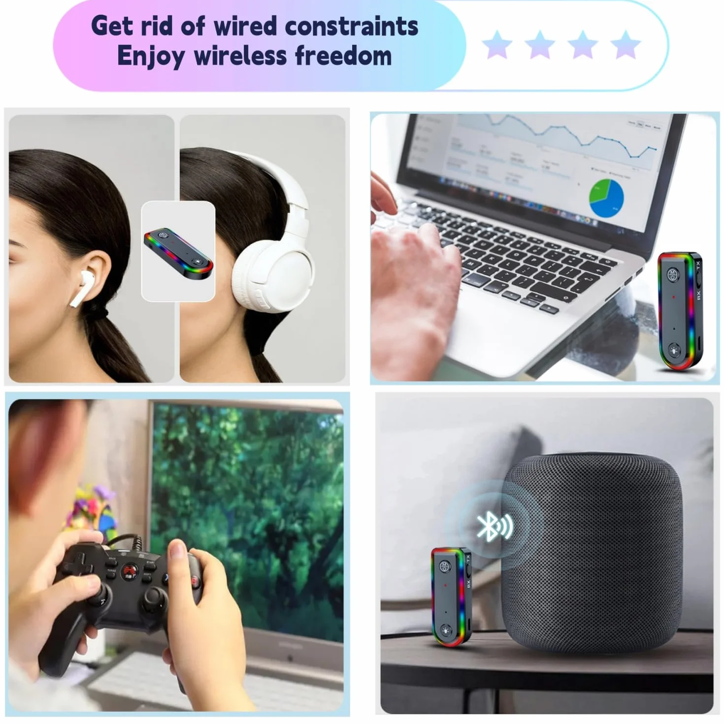 Samochodowy odbiornik Bluetooth5.0 Adapter Audio samochodowy, adapter AUX Bluetooth, redukcja szumów dla telewizora, głośników, PC i słuchawek