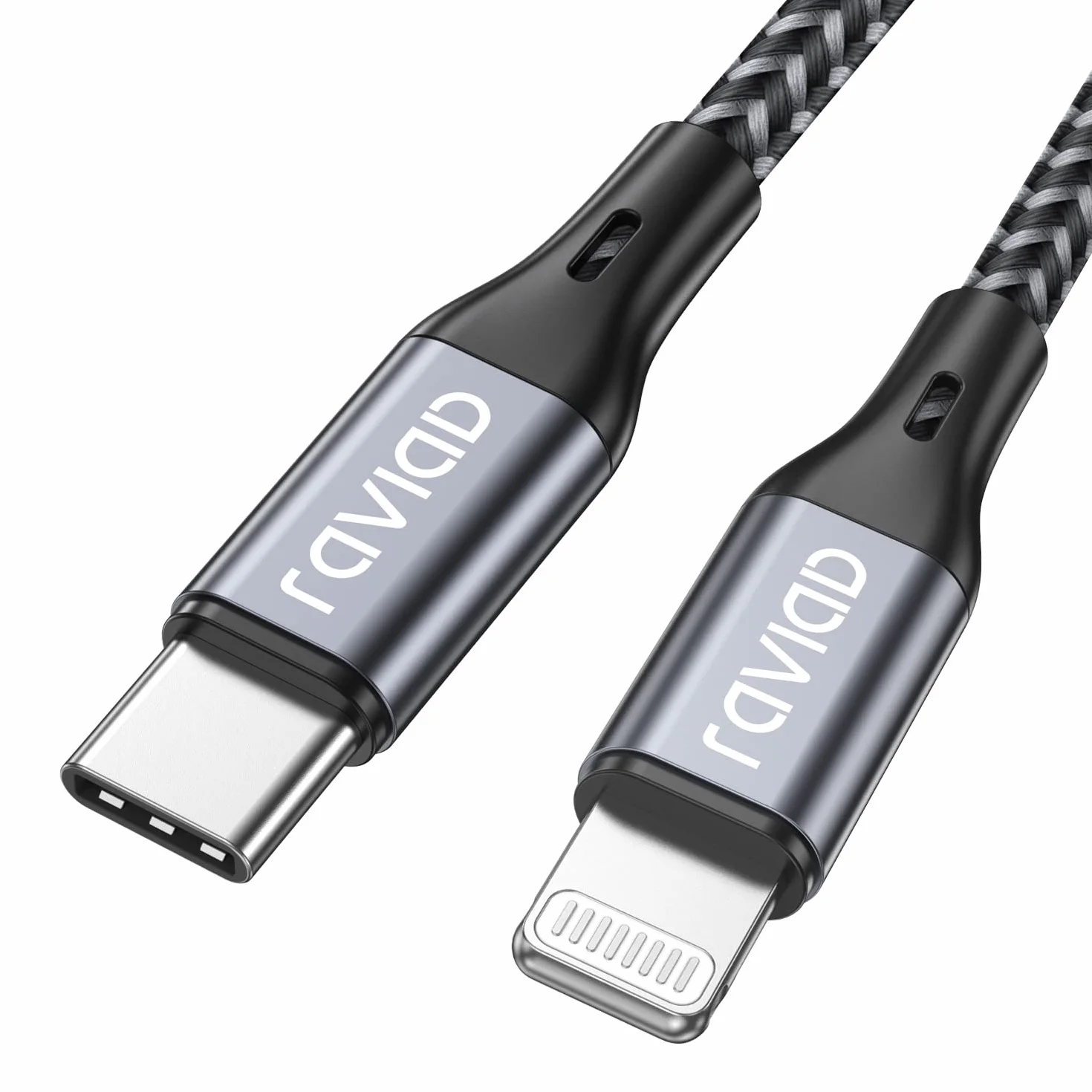 RAVIAD Kabel ze złączem USB typu C na Lightning, 1 m, certyfikat MFi, Power Delivery, nylonowy oplot, do ładowania iPhone’a 13/13 Pro / 13 Pro Max / 13 Mini / 12/12 Pro Max / 12 Mini / 11 Pro