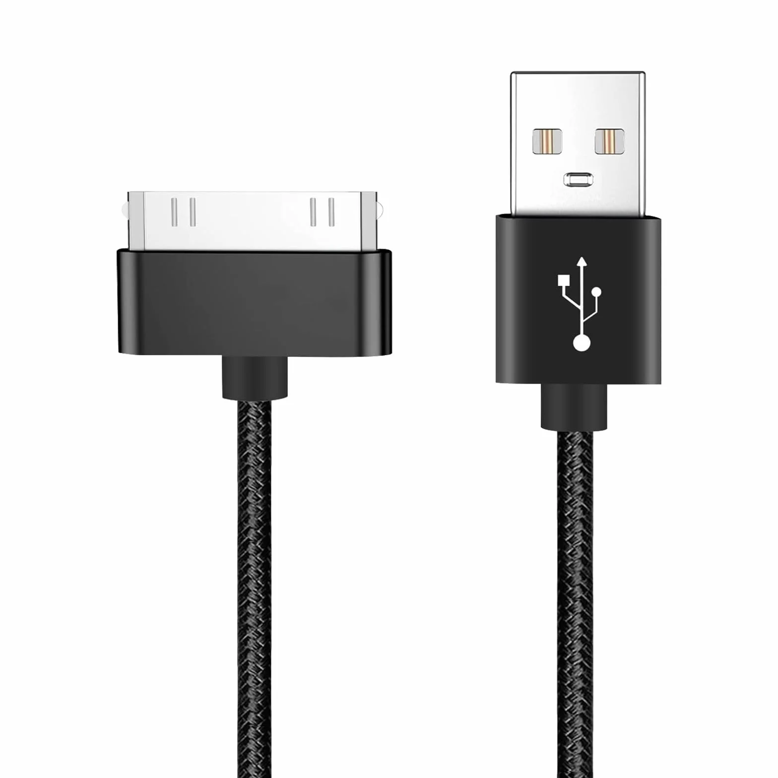 Kabel 30-pinowy o długości 200 cm, kompatybilny z iPhone 4s/4, iPhone 3G/3GS, iPad 1 2 3 i iPod, kabel USB do ładowania i synchronizacji, czarny