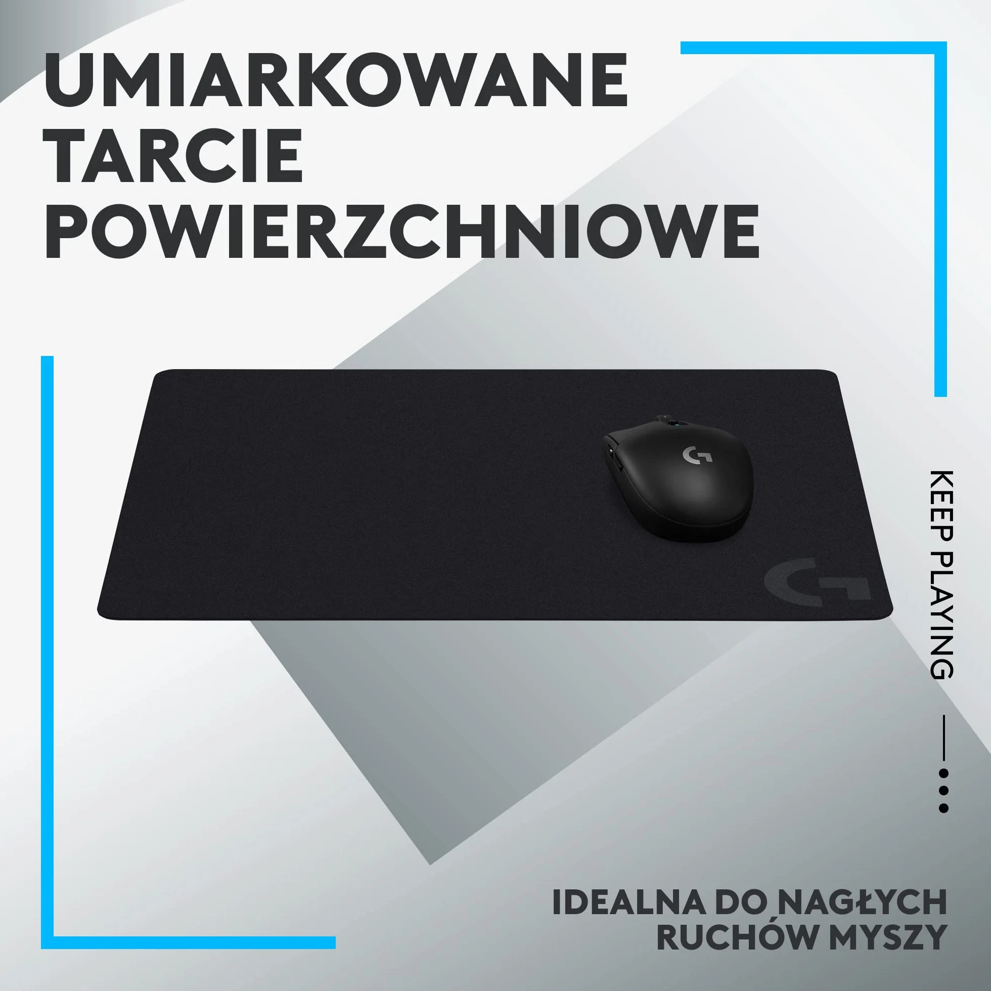 Logitech G G240 Materiałowa Podkładka pod Mysz dla Graczy, Stworzona pod Czujniki, Umiarkowane Tarcie, Antypoślizgowa Podkładka, akcesoria do PC i do Mac, 340 x 280 x 1 mm