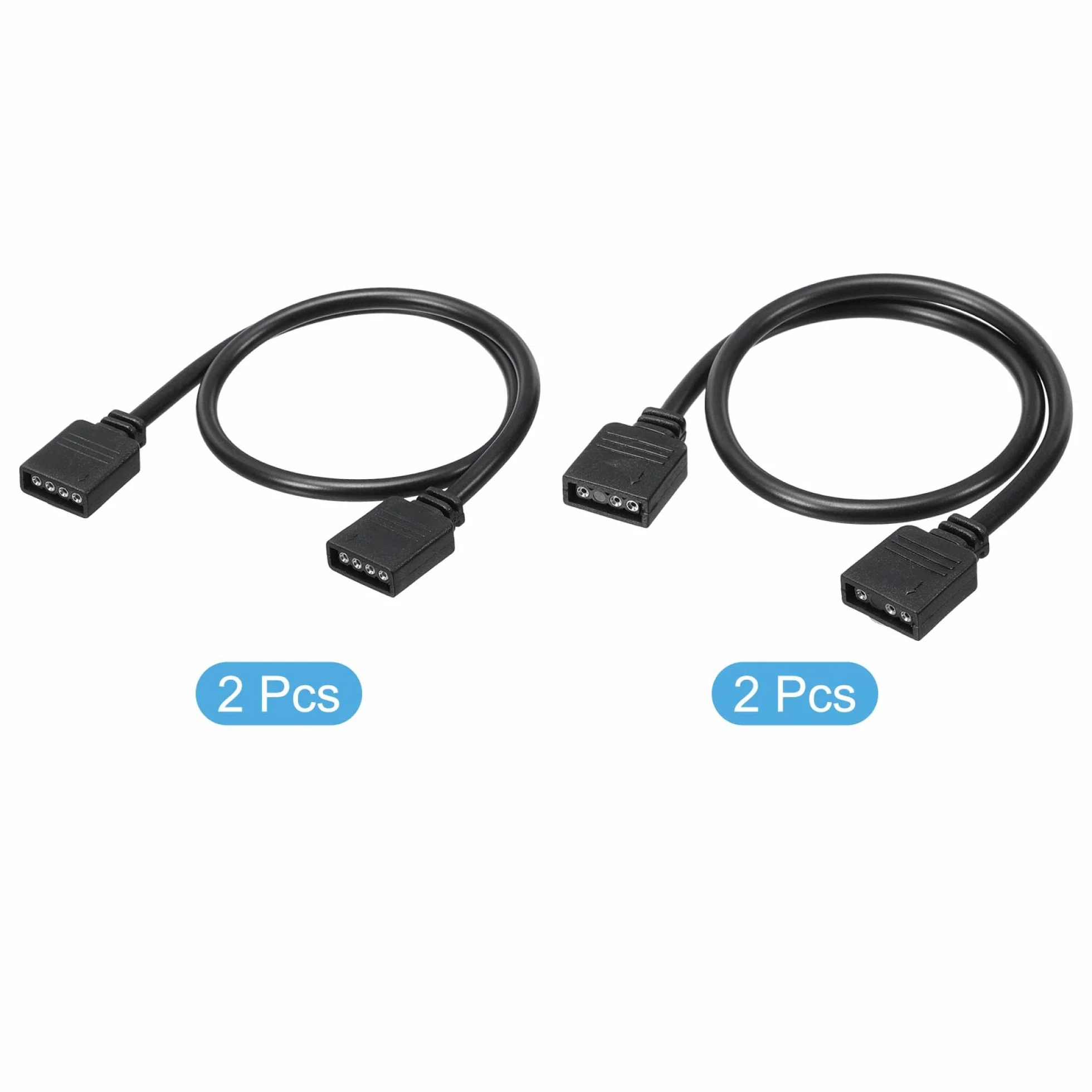 sourcing map Zestaw 2 kabli przedłużających 30 cm RGB 4-pinowe ARGB 3-pinowe do listew świetlnych LED 5050 3528