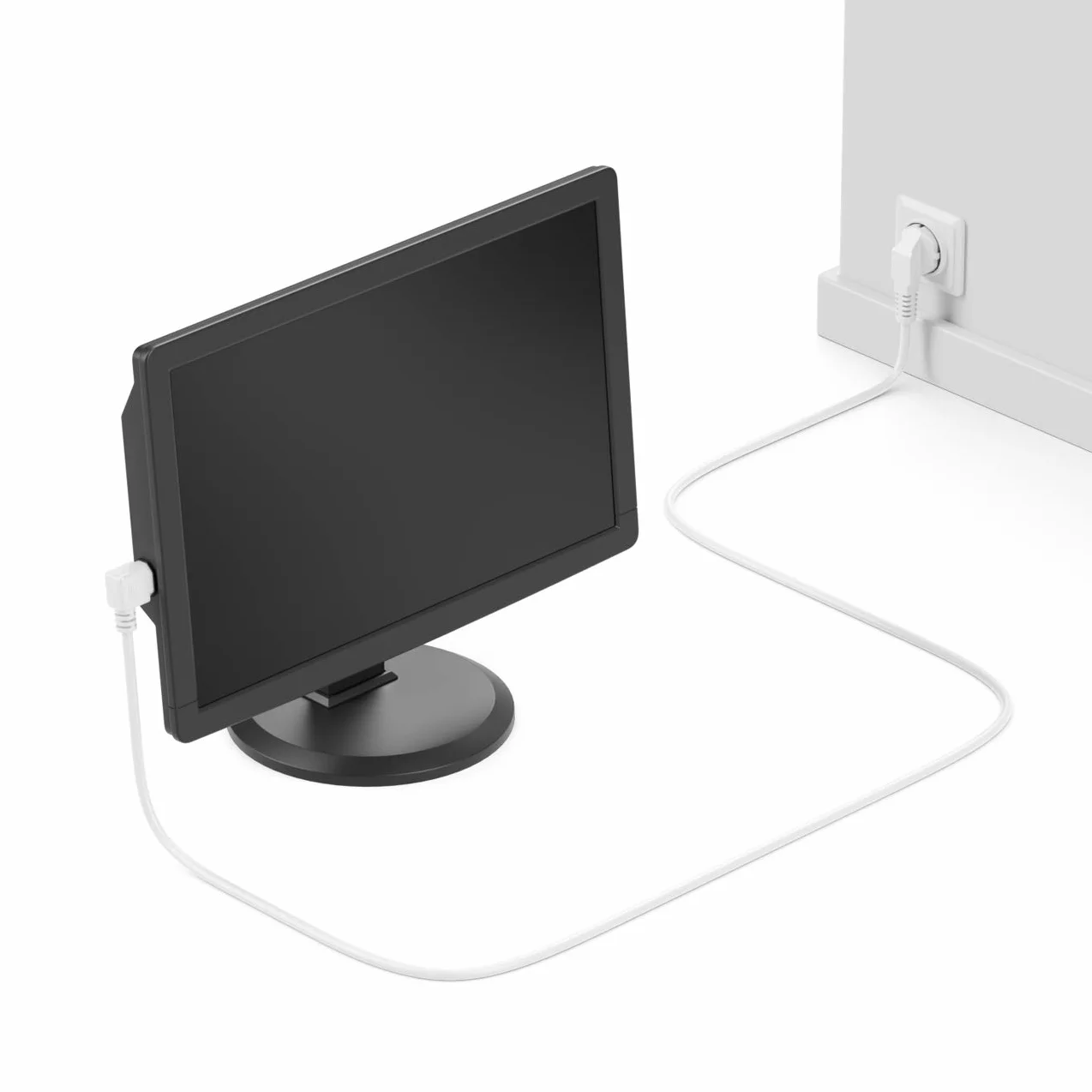 deleyCON 3,0m Kabel Zasilający Przewód Sieciowy Wtyk Ochronny Typ F (CEE 7/7) 90° Kątowy na Gniazdo C13 90° Kątowe Prawe PC Komputer Monitor Drukarka Projektor - Biały