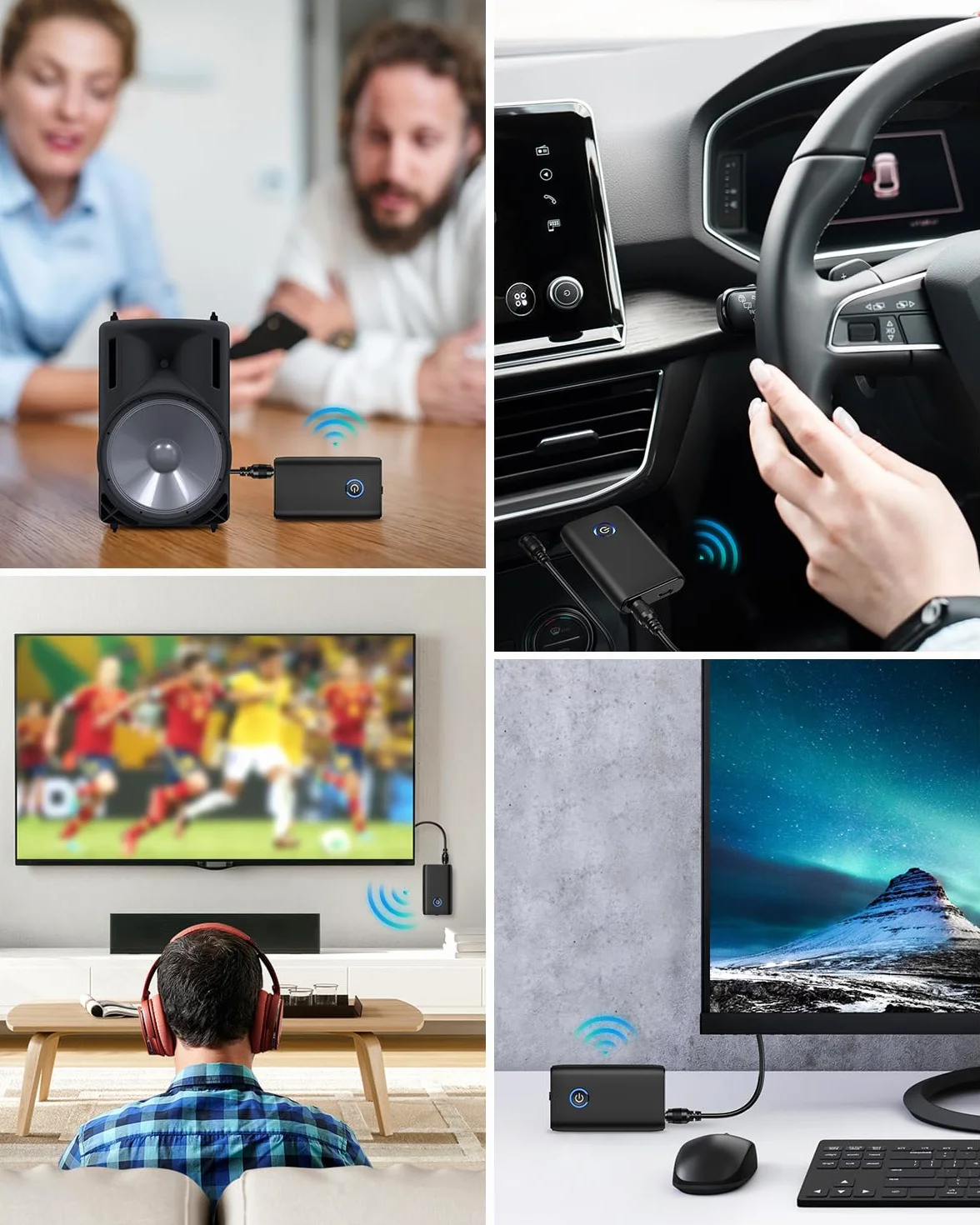 Bluetooth Adapter Audio, nadajnik Bluetooth 2 w 1, odbiornik nadajnika 5.3, gniazdo AUX 3,5 mm do słuchawek, głośników, samochodu, telewizora, ładowanie Type-C