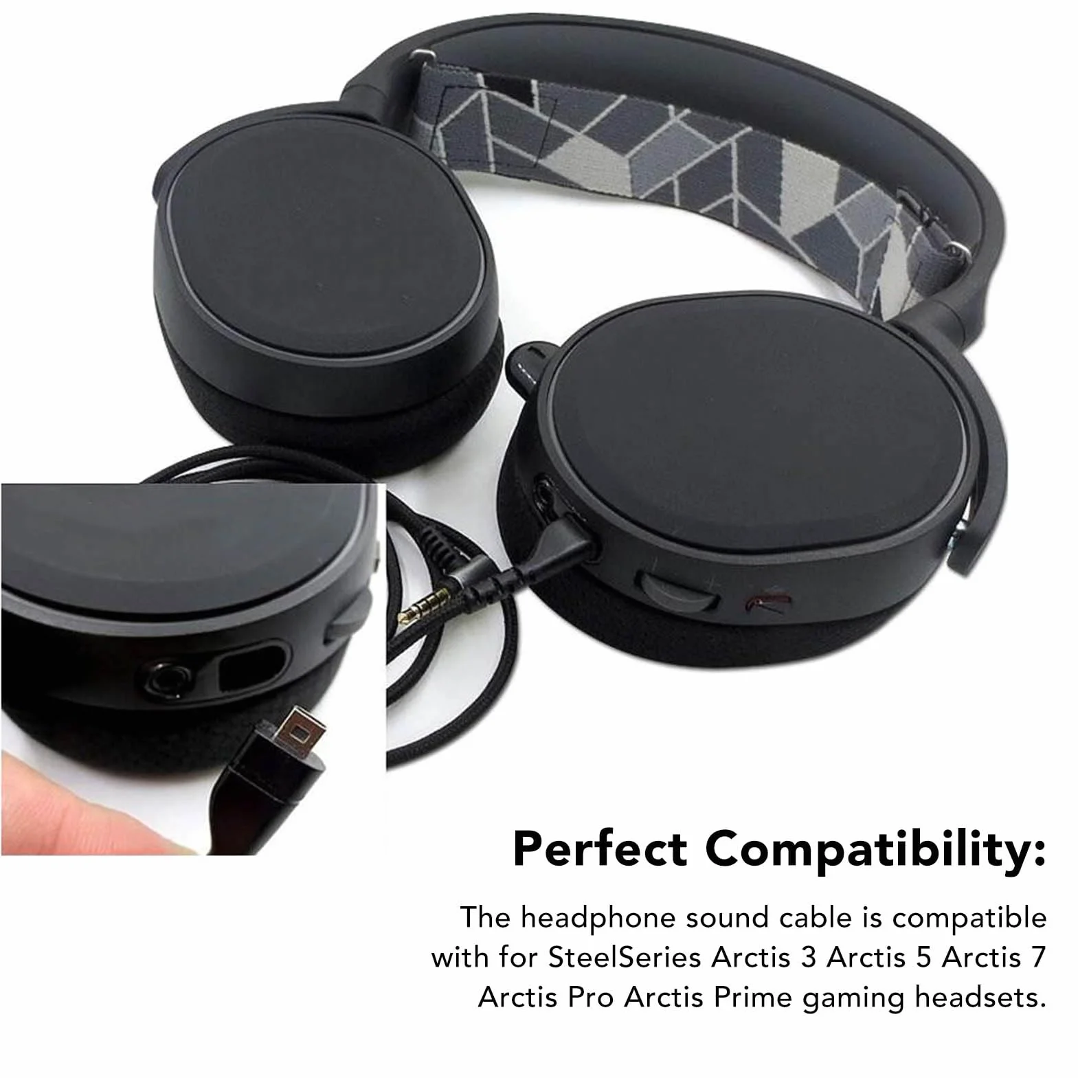 Zamienny Kabel Audio Kompatybilny ze Słuchawkami do Gier SteelSeries Arctis 3, Arctis Prime, Arctis 5, Arctis 7, Arctis Pro Arctis Prime, 1,5 M/4,9 Stopy, Rdzenie OFC