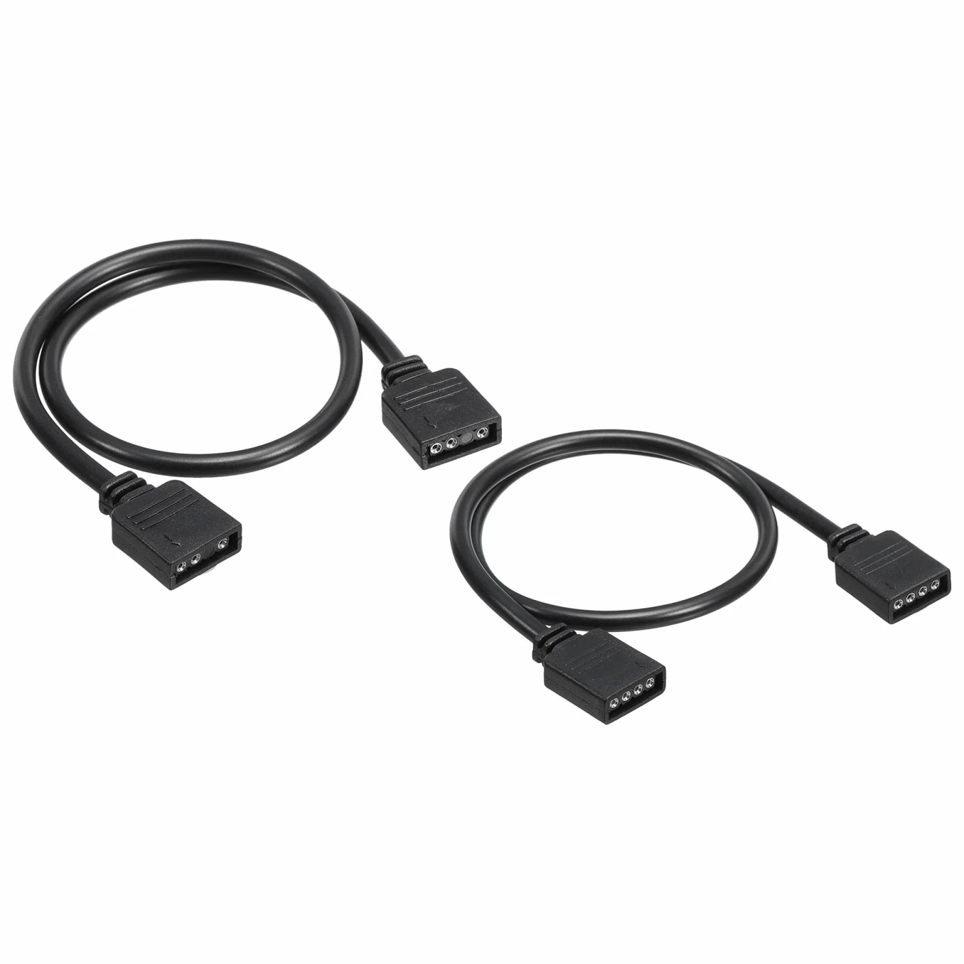 sourcing map Zestaw 2 kabli przedłużających 30 cm RGB 4-pinowe ARGB 3-pinowe do listew świetlnych LED 5050 3528