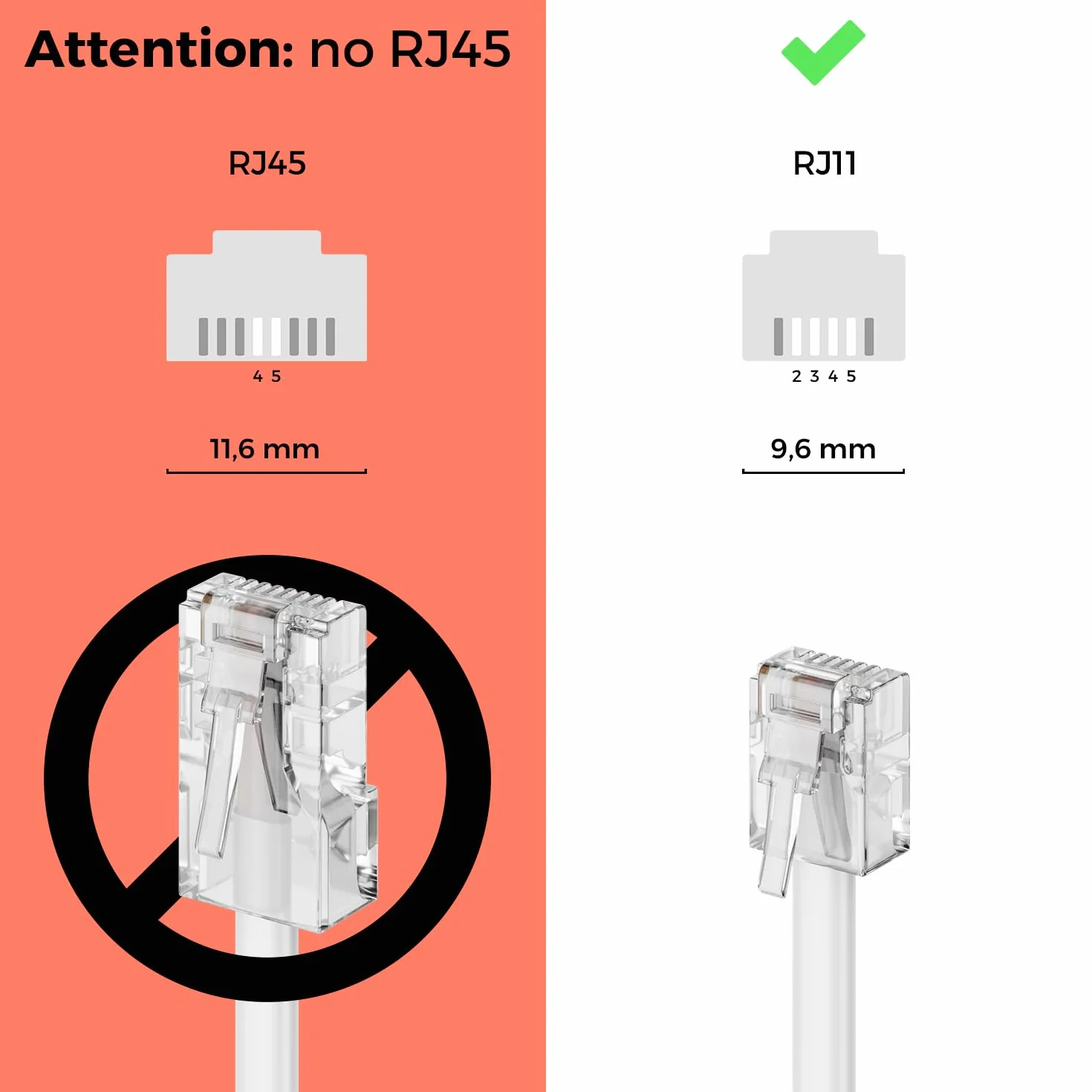 deleyCON 10m Kabel Telefoniczny RJ11 6P4C Przewód Western Biały
