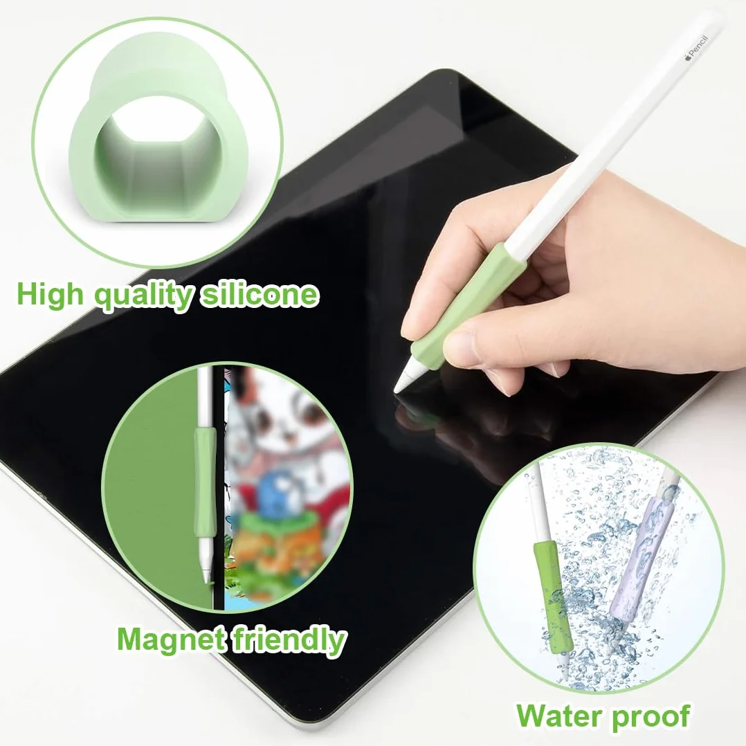 WeddHuis 3 sztuki uchwyt iPadPencil silikonowy ergonomiczny etui akcesoria Grip kompatybilny z iPad Pencil Pro, iPad Pencil2. (Różowy+Fioletowy+Zielony)