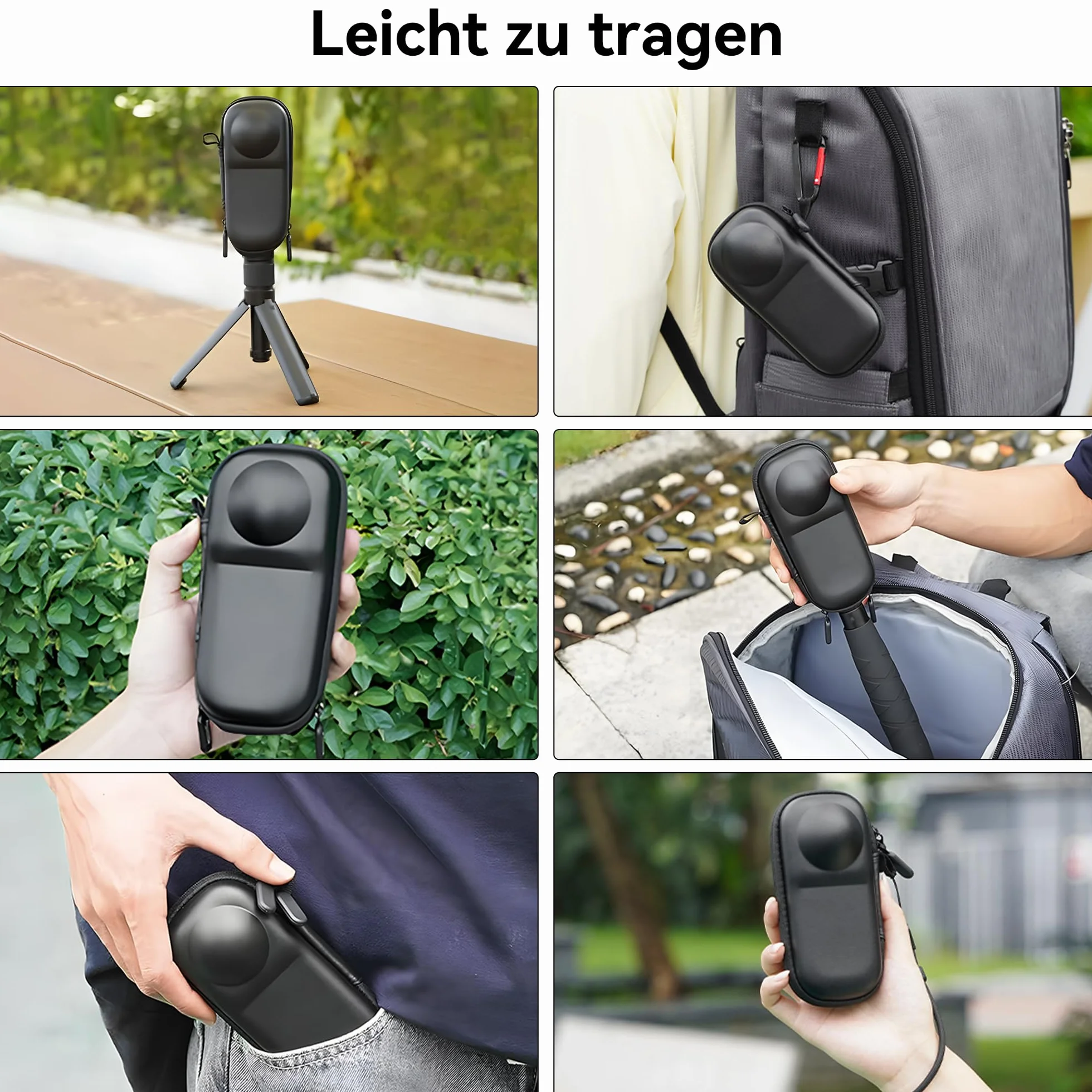 Insta360 X5/X4 Etui Transportowe - Przenośna Torba Podróżna z Twardą Powłoką PU do Insta360 X5/X4 Przechowywania Akcesoriów Kamery Pokrowiec Ochronny z Karabińczykiem