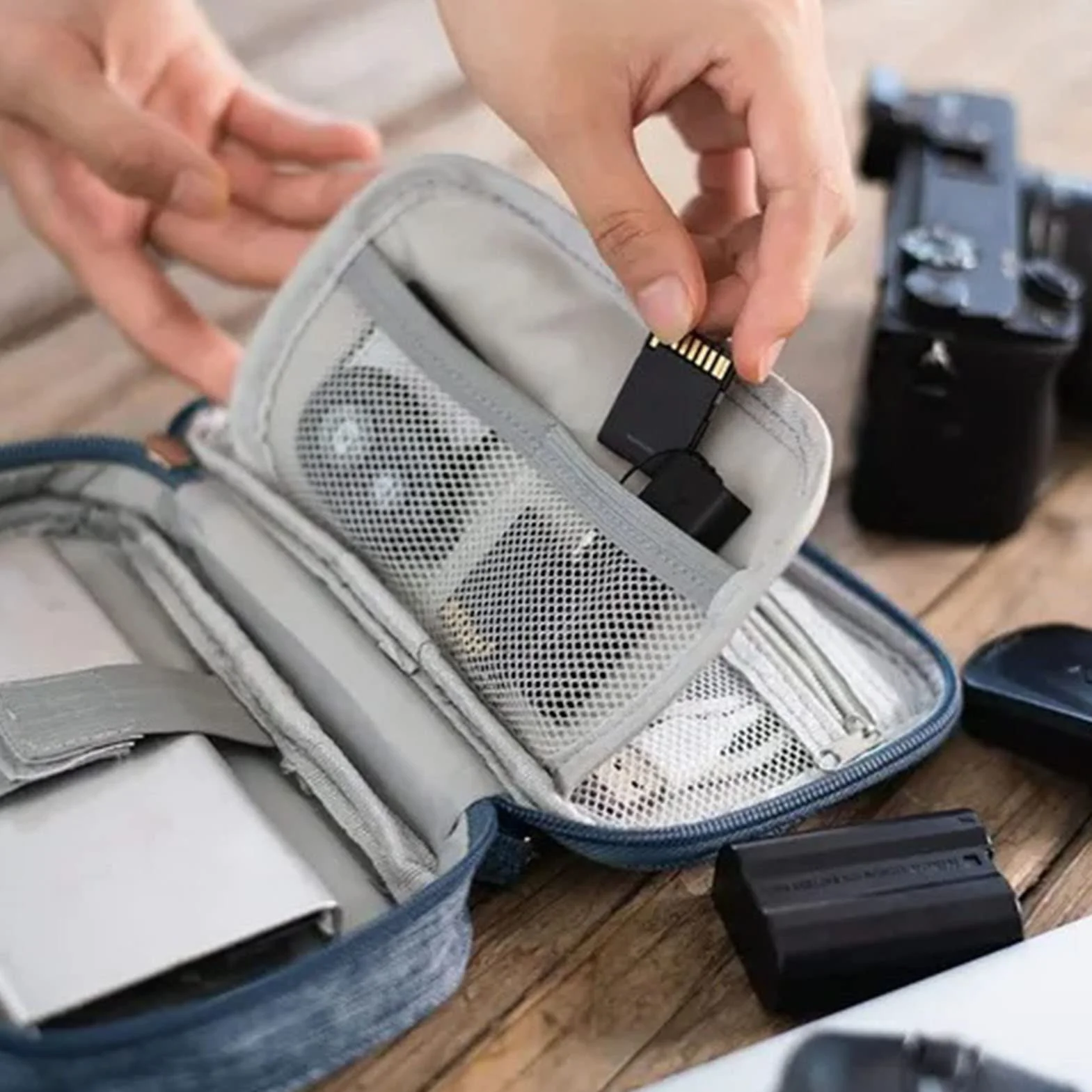 Organizer Elektroniki, Miękka Tkanina Kationowa Metalowa kieszeń na Zamek Błyskawiczny z Siatki Organizer na Kable Torba do Biura Podróży