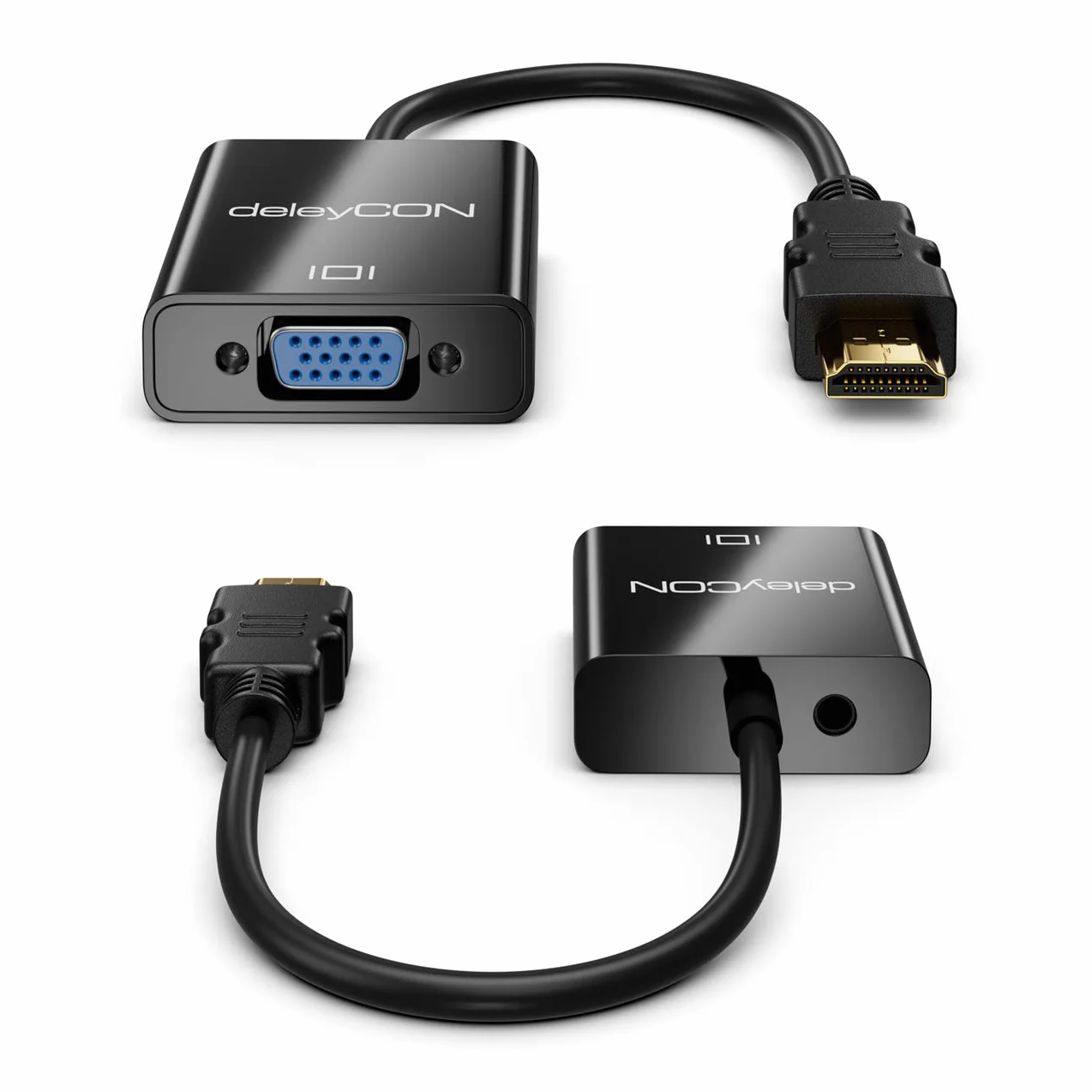 deleyCON Konwerter HDMI na VGA z wyjściem audio 3,5 mm