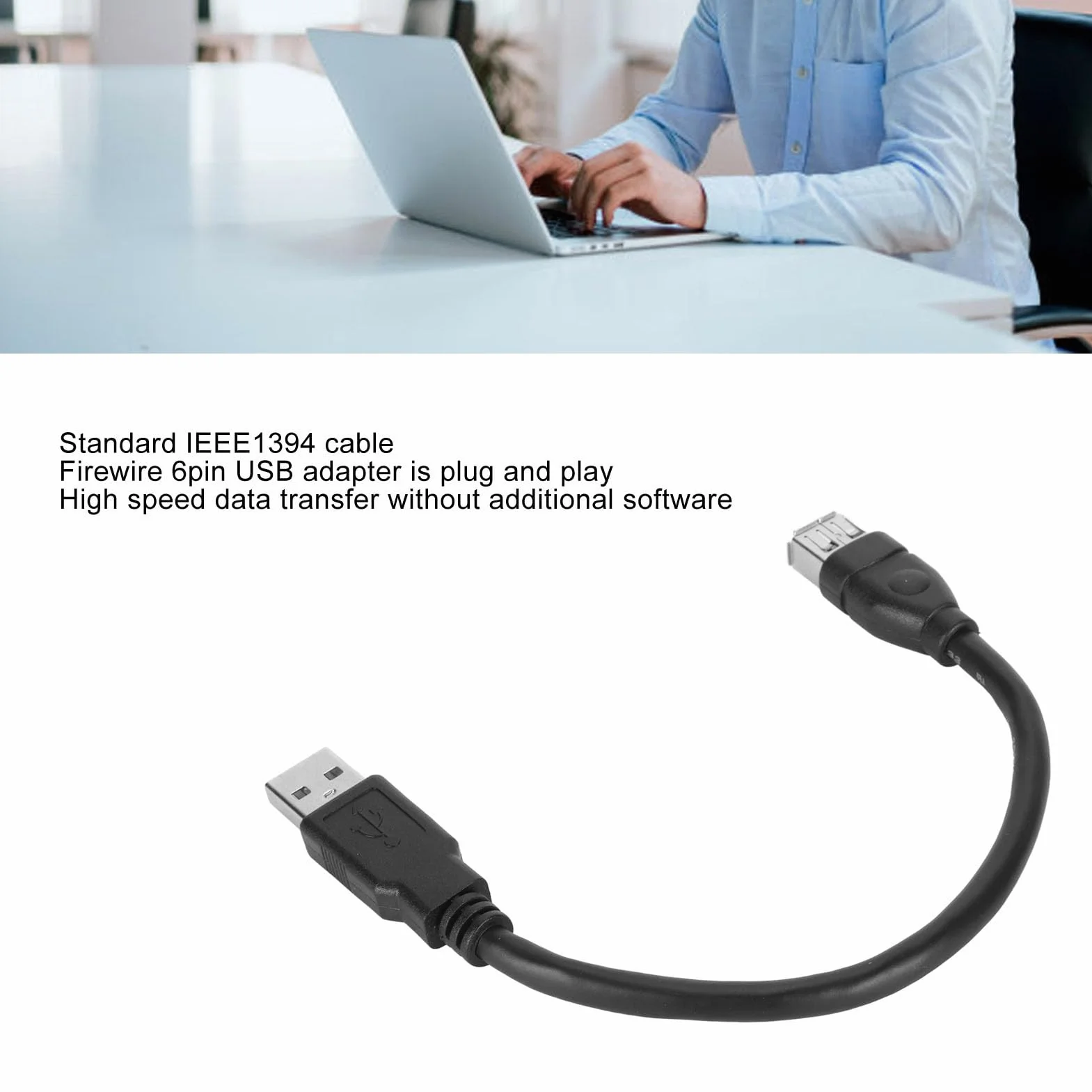 Firewire 1394 6-pinowy Kabel Adaptera USB, Firewire IEEE 1394 6-pinowy żeński Adapter USB na Męski Konwerter do Drukarki, Aparatu Cyfrowego, Skanera