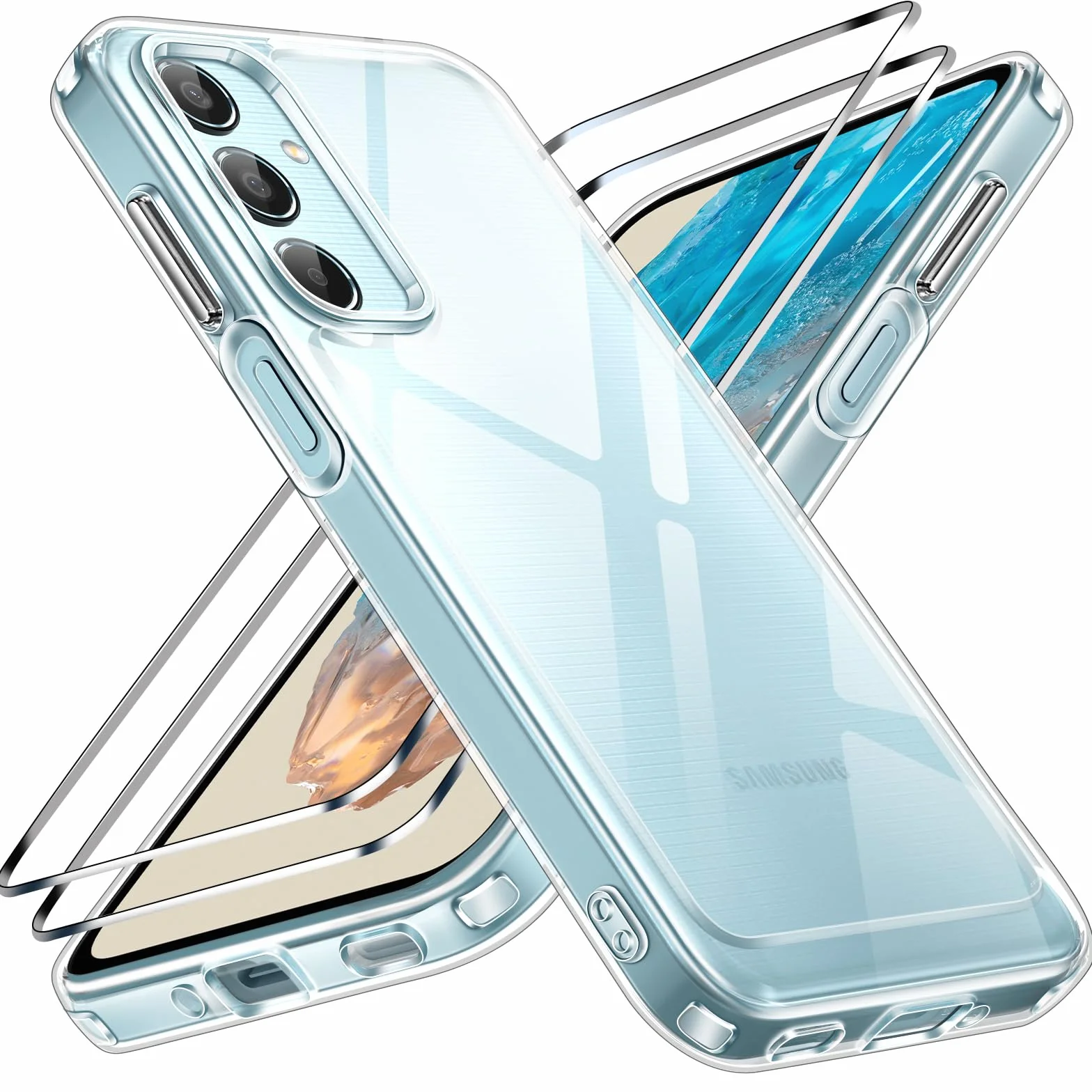 iVoler Przeciw żółknięciu przezroczyste etui do Samsung Galaxy M35 5G z 2 sztukami szkła hartowanego, [odporny na wstrząsy klasy wojskowej] przezroczysta cienka obudowa