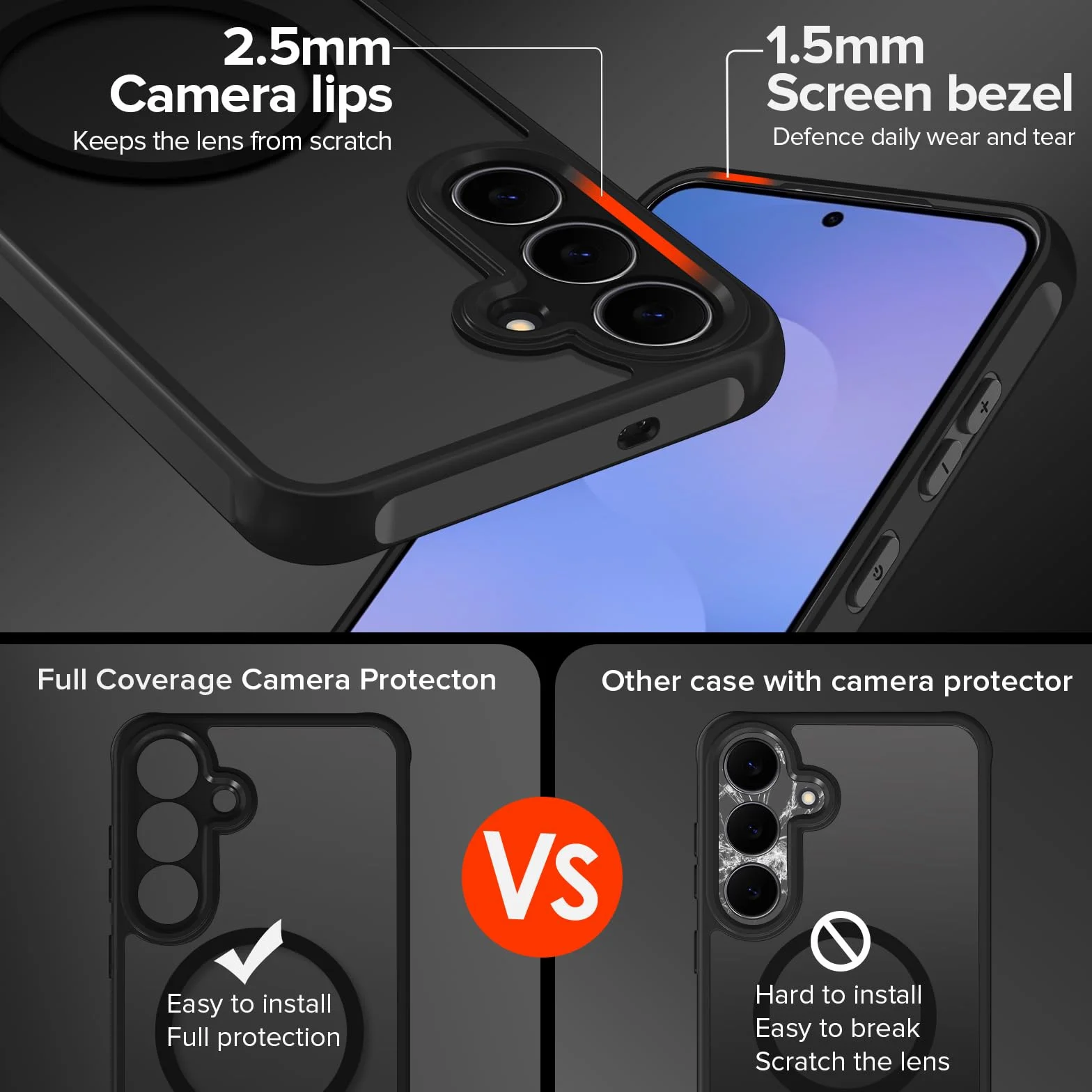 iVoler Magnetyczne etui do Samsung Galaxy S25 Fe 5G z 2 sztukami szkła hartowanego, [odporne na wstrząsy klasy wojskowej] półprzezroczyste matowe cienkie etui na telefon MagSafe Anti-Fingerprint