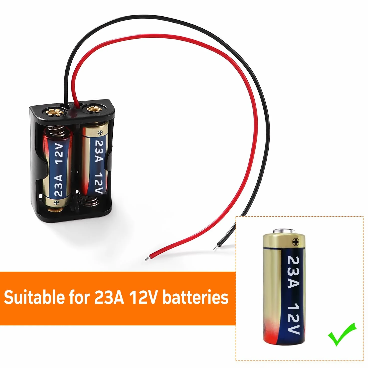 Pojemnik na Baterie A23 12V 24V 6 Sztuk Uchwyt na Baterię 2×12V 23A z Przewodami Plastikowy