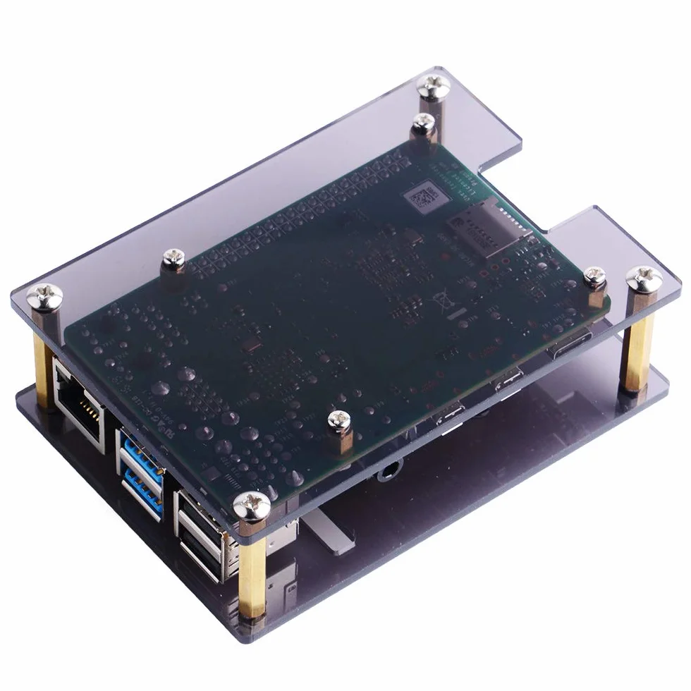 GeeekPi Akrylowa obudowa do Raspberry Pi 4/3 z wentylatorem, brązowa