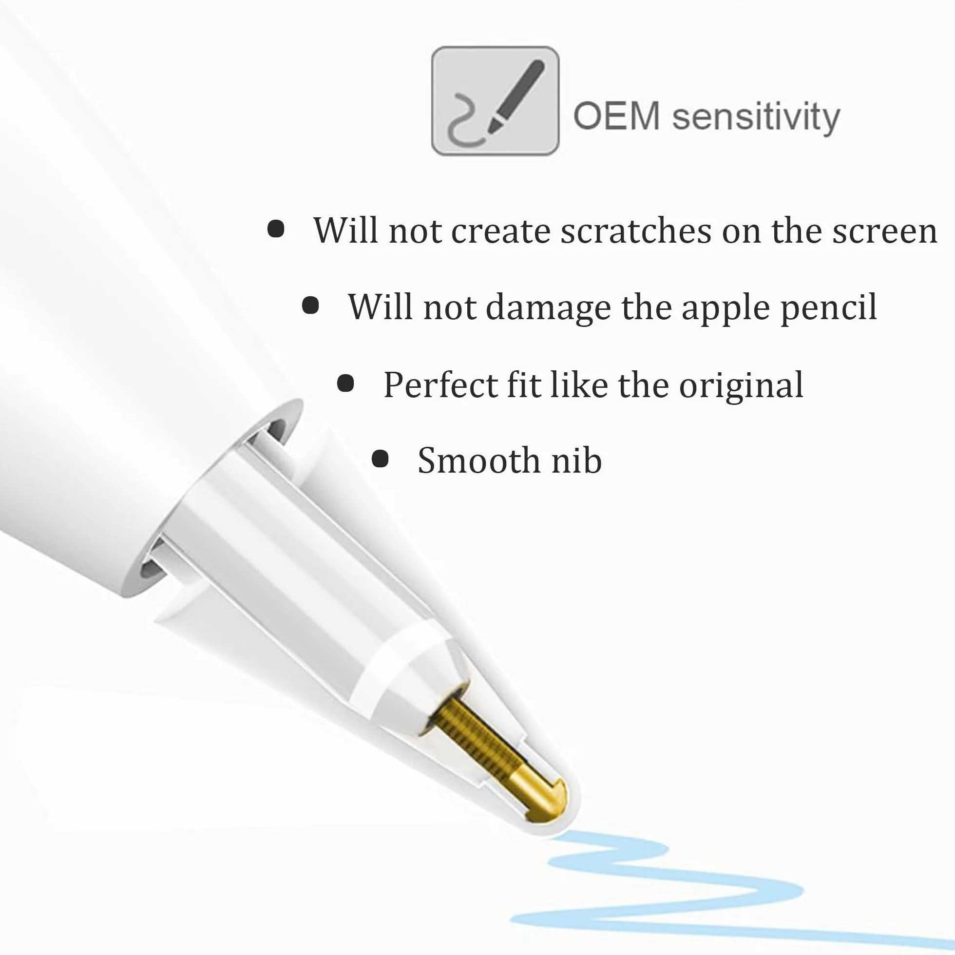 Końcówki wymienne do Apple Pencil, trwałe końcówki do Apple Pencil 1./2. generacji, z pudełkiem do przechowywania, 4 końcówki wymienne do Apple Pencil Tips