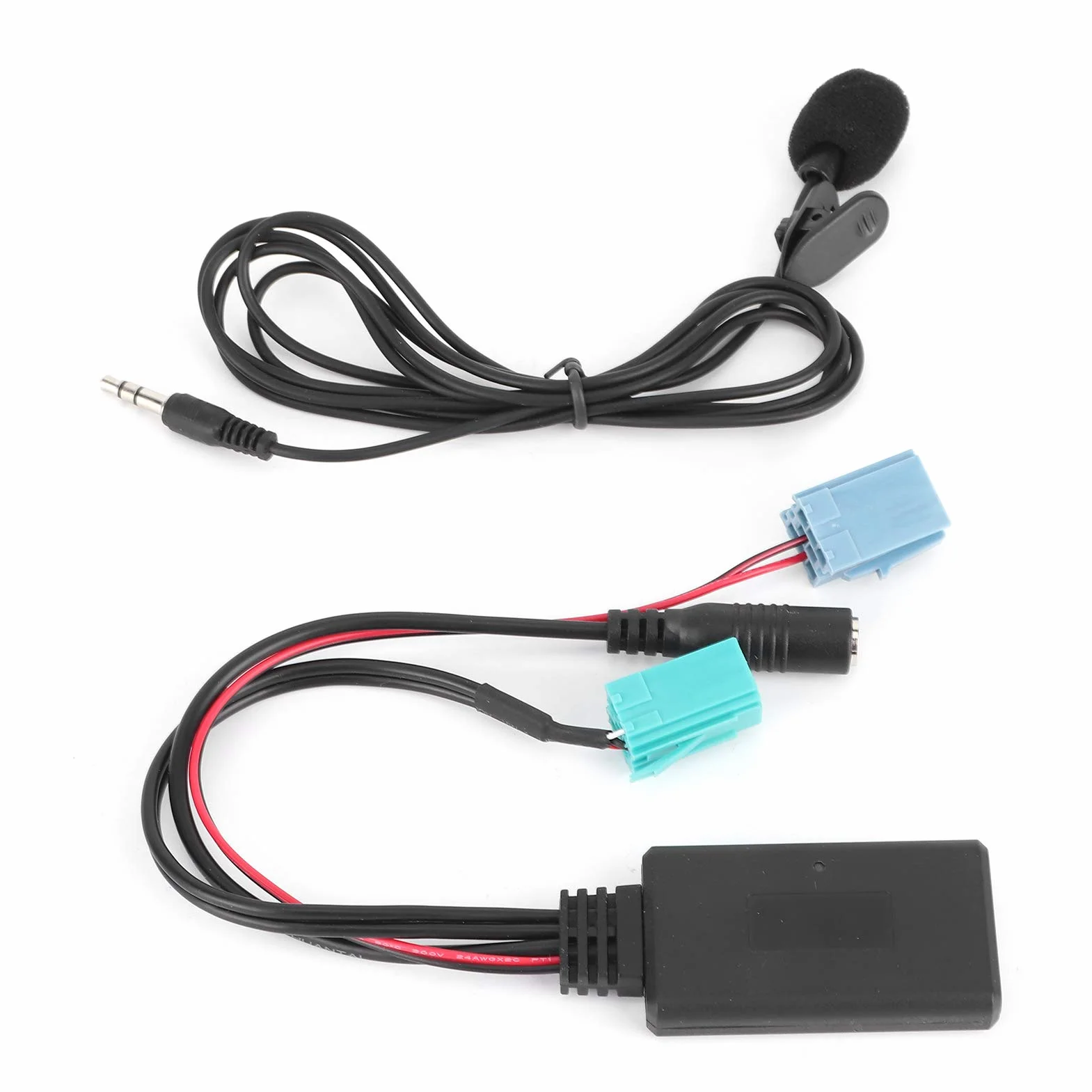 Dioche Adapter audio Bluetooth ABS 6-pinowy kabel audio Bluetooth samochodowy adapter stereo AUX-IN z mikrofonem kompatybilny z/Espace/Megane