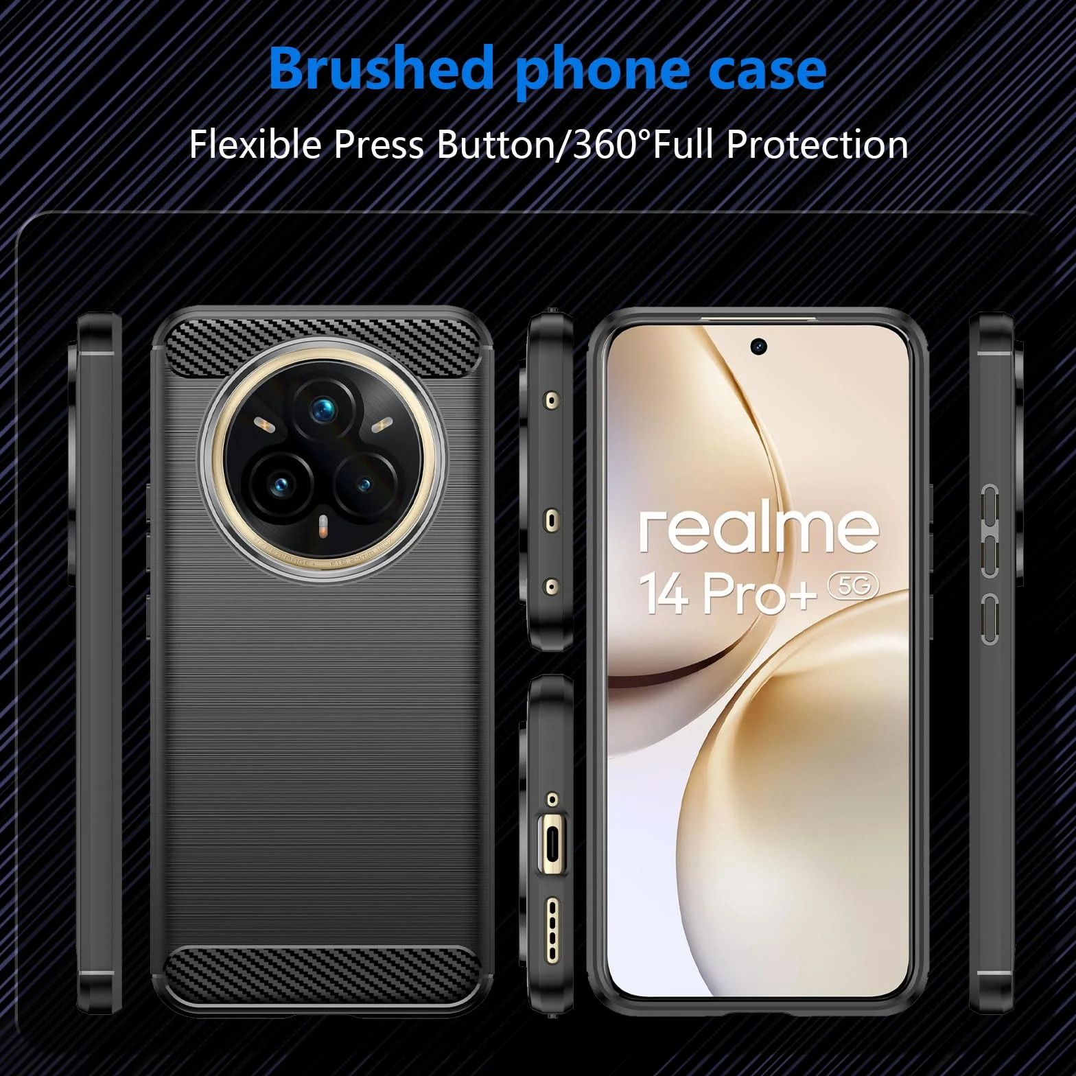 Datree Etui do Realme 14 Pro Plus/Realme 14 Pro+, smukłe etui ochronne z miękkiego silikonu TPU, ochrona przed zarysowaniami i wstrząsami (czarny)