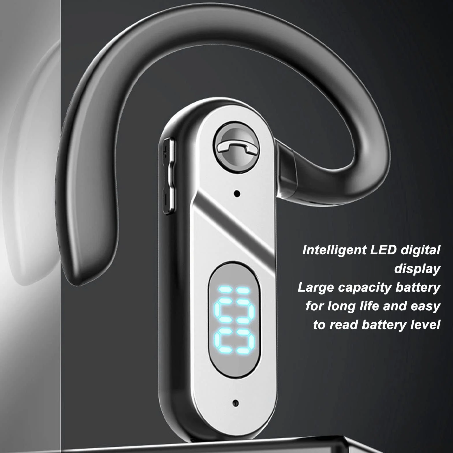 Bezprzewodowe Słuchawki Bluetooth V5.2 Zestaw Słuchawkowy z Zaczepem na Ucho Wodoodporny