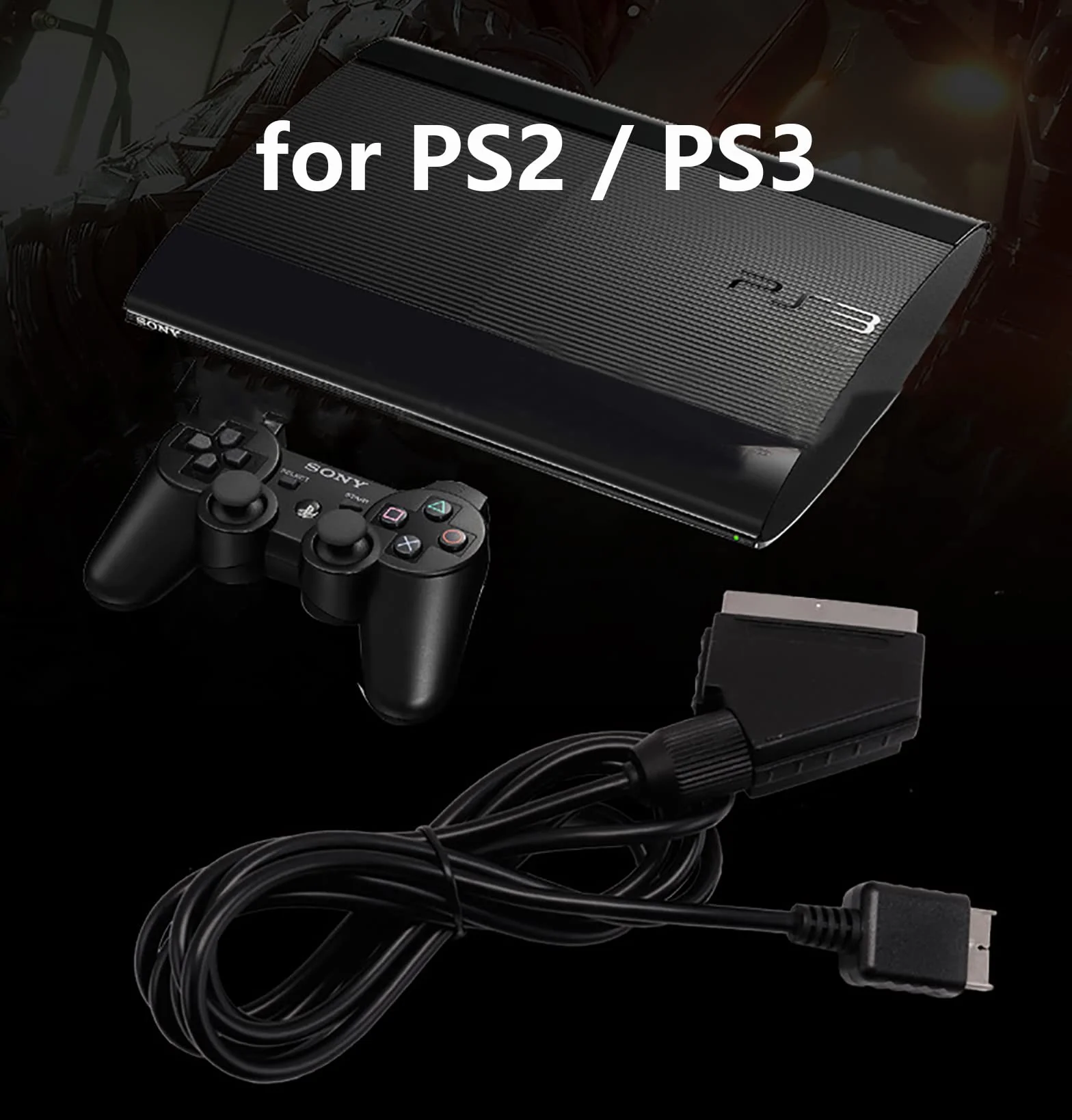 WANGCL 1.8m RGB Scart Cable Adapter do PS3 PS2 PAL