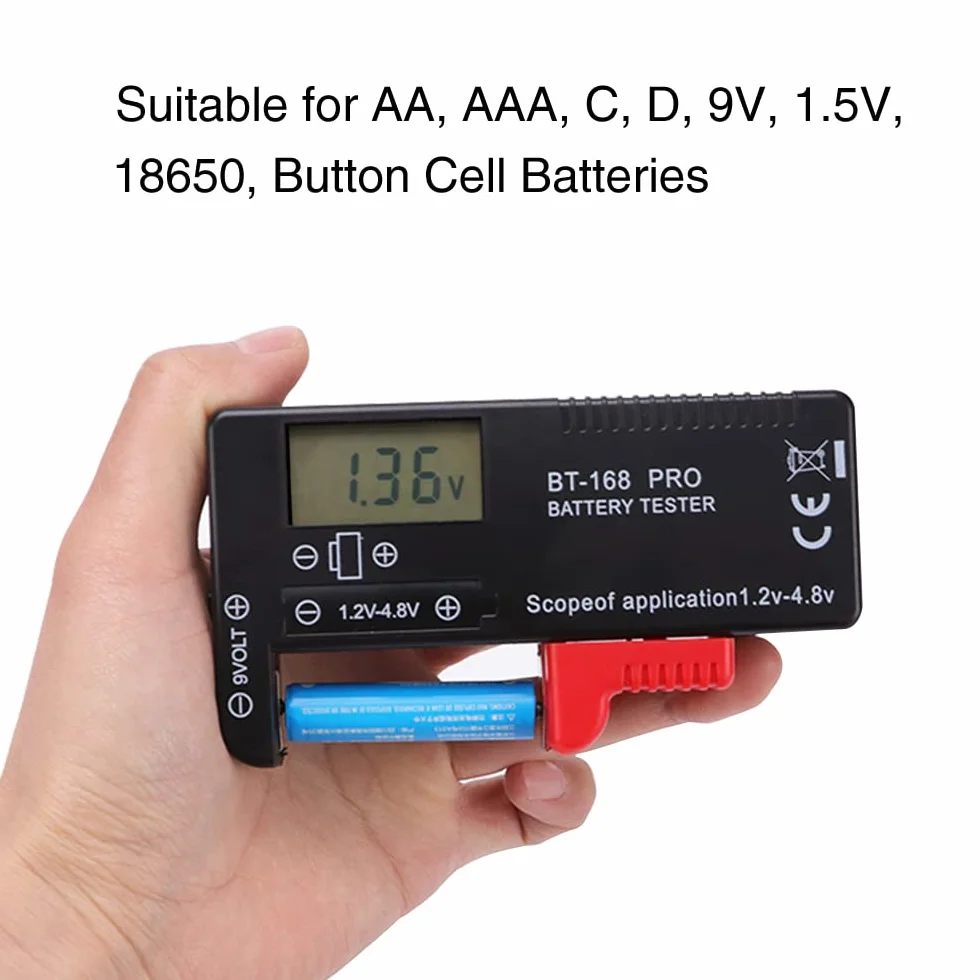 VooGenzek BT-168 PRO Cyfrowy Tester Baterii uniwersalny do AA AAA C D 9V 1.5V 18650