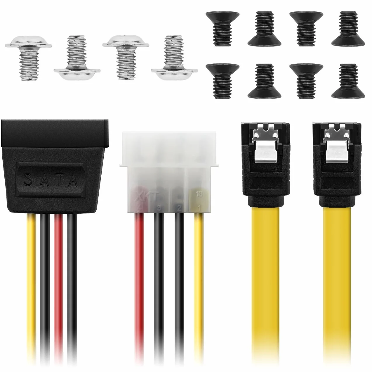 deleyCON Ramek Montażowych Set 2x 2,5" Dysków Twardych SSD do Adaptera 3,5" Zdejmowana Rama Wspornik Szyny Kabel SATA Zasilacz Śrubokręt
