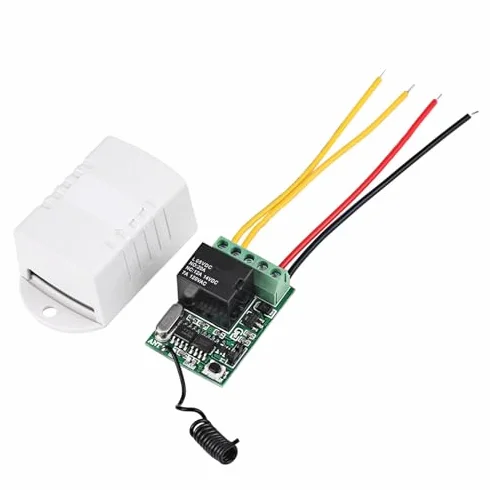 Przełącznik przekaźnikowy, przekaźnik bezprzewodowy Akozon pilot jednoprzyciskowy odbiornik nadajnik DC 4V 5V 6V 7,4V 9V 12V
