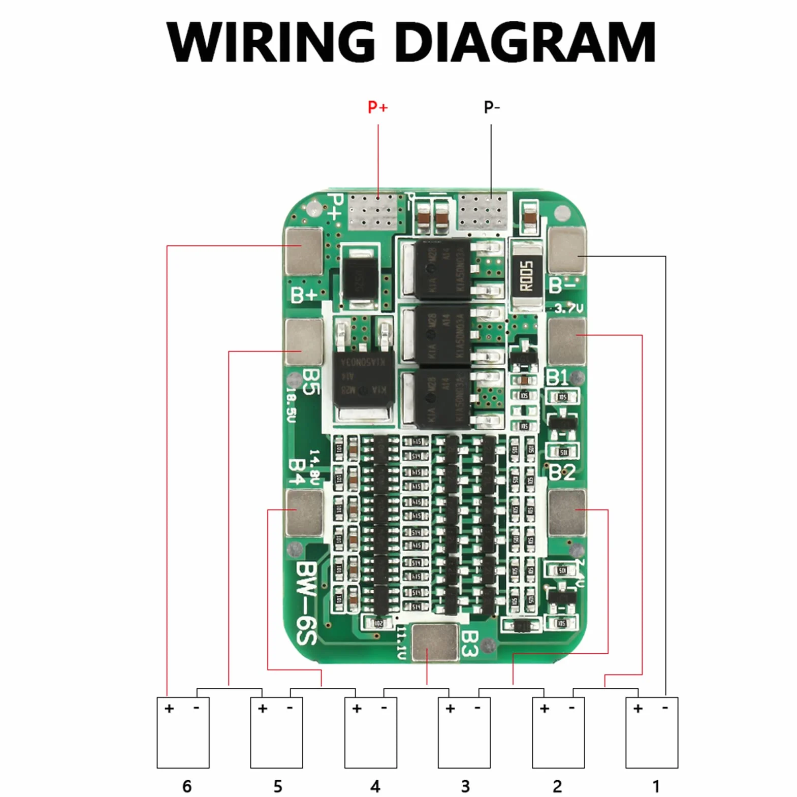 Płytki Zabezpieczające Baterię PCB 3,7 V Liion Serii 6 z Zabezpieczeniem Przed Przeładowaniem, Nadmiernym Rozładowaniem, Przetężeniem i Zwarciem