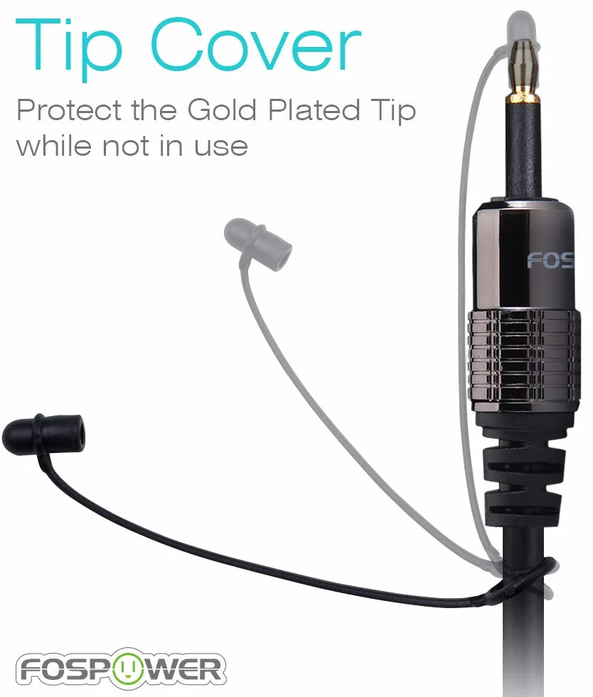 FosPower 0,9 m pozłacany kabel audio Toslink do Mini Toslink Digital Optical S/PDIF z metalowymi złączami i osłoną PCW z odciążającą