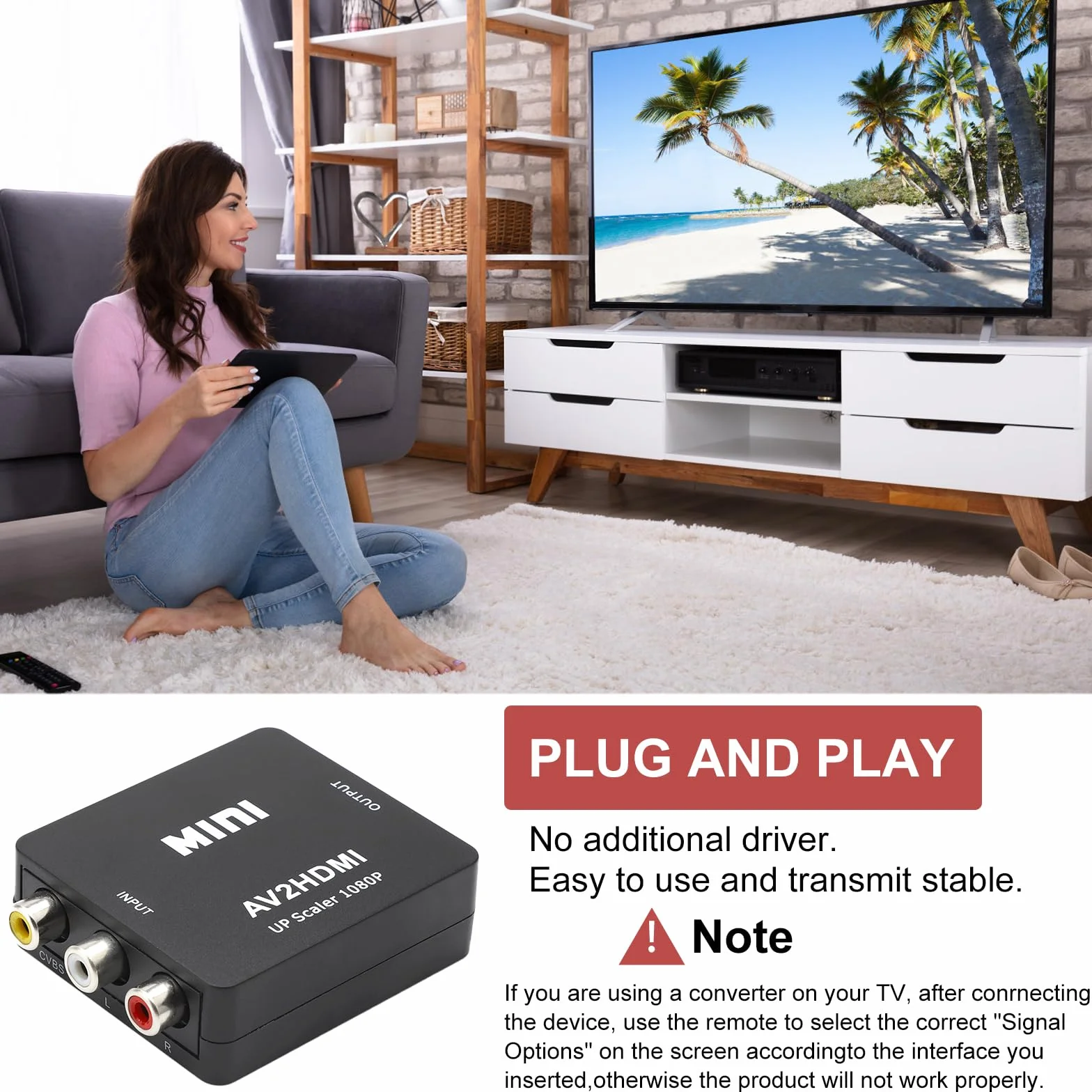 HENGBIRD Konwerter RCA na HDMI AV na HDMI 1080P Composite CVBS Video Audio konwerter adapter do Wii Xbox PS2, PS4, PS3, TV, VHS, VCR, kamery DVD, z kablem sieciowym USB
