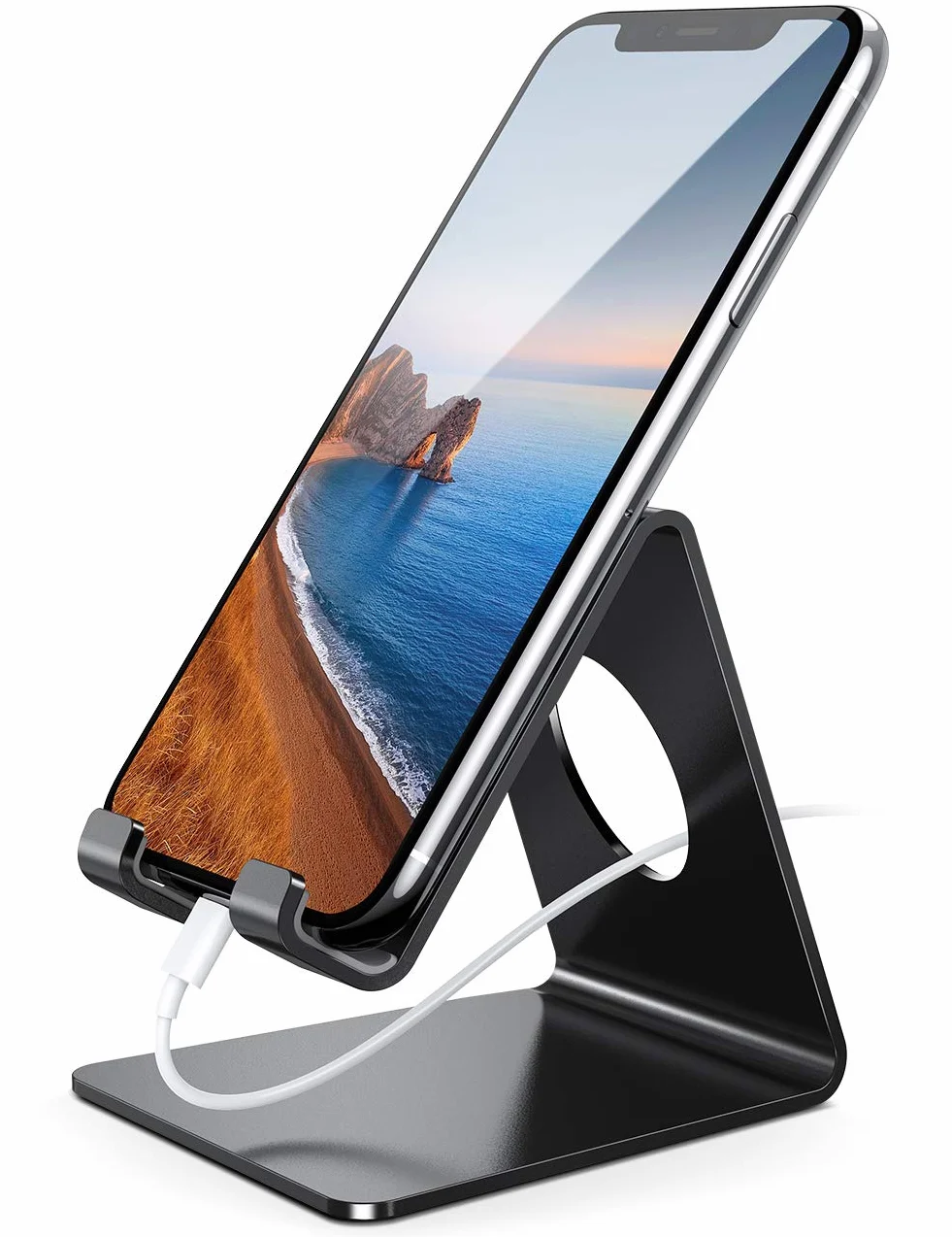 Lamicall stojak na telefon, uchwyt na telefon - Uniwersalny stojak, uchwyt na iPhone 12 Mini, 12 Pro Max, 11 Pro Xs Max X 8 7 6S Plus, HUAWEI, Samsung S10 S9 S8, inne smartfony - Czarny